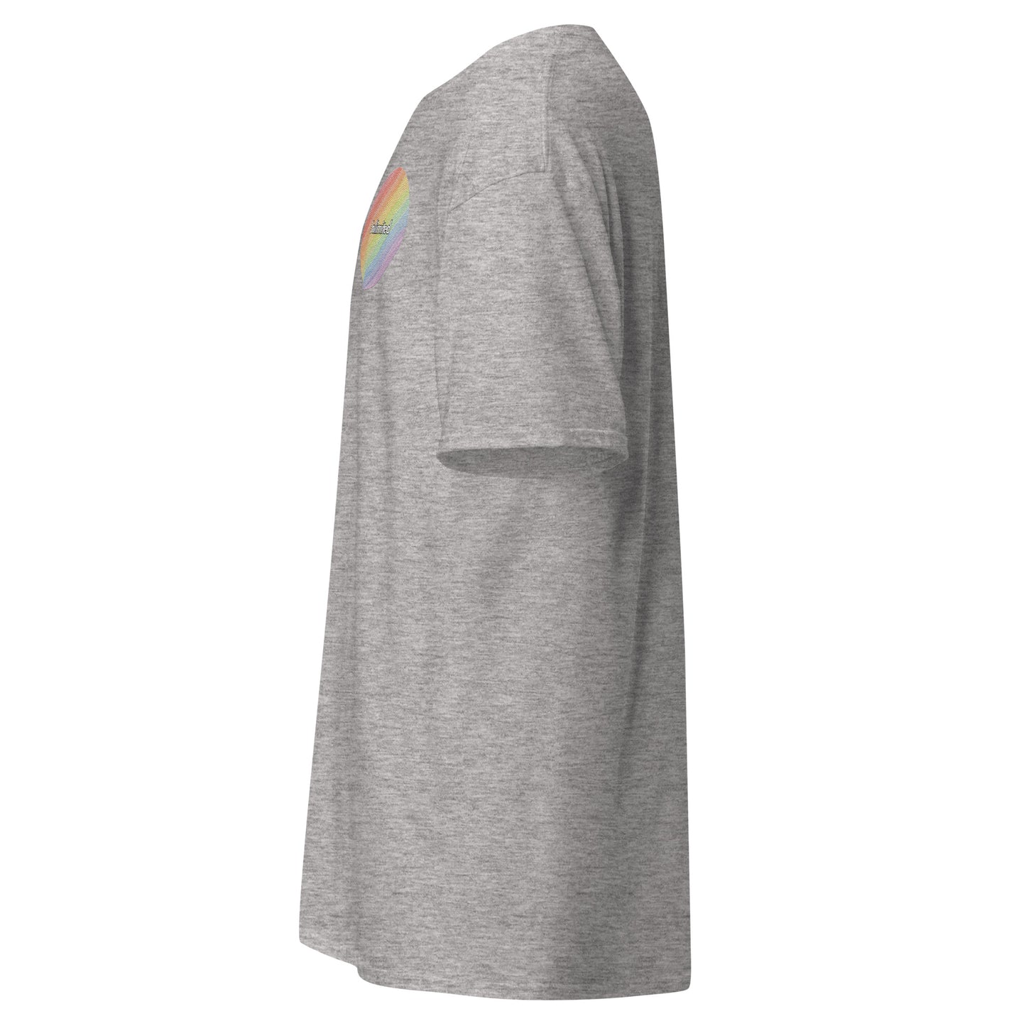 Sport Grey unisex classic tee with rainbow design, perfect for streetwear and sustainable fashion enthusiasts.