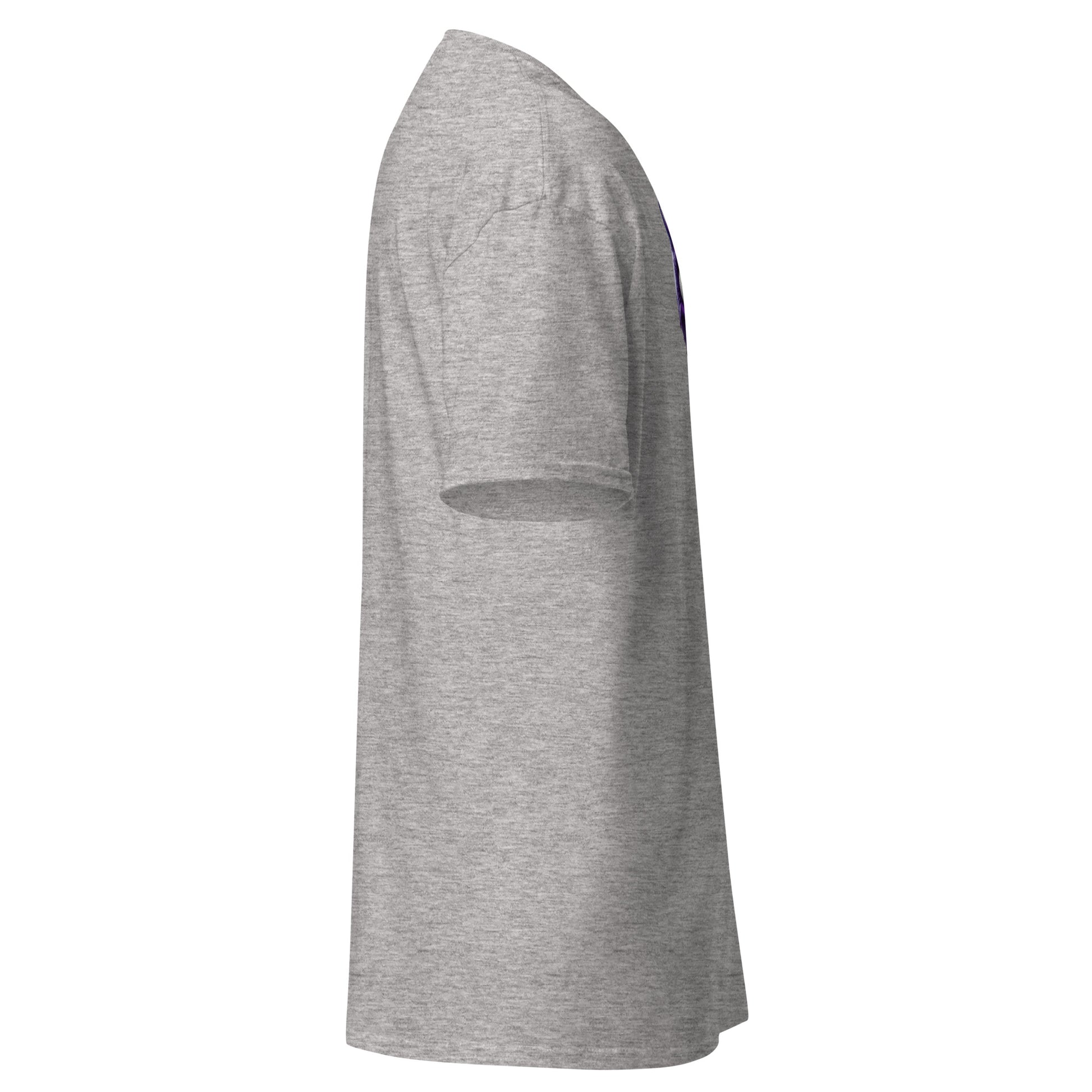 Sport Grey unisex classic tee side view, perfect for trendy streetwear and eco-friendly fashion with bold, unique designs.