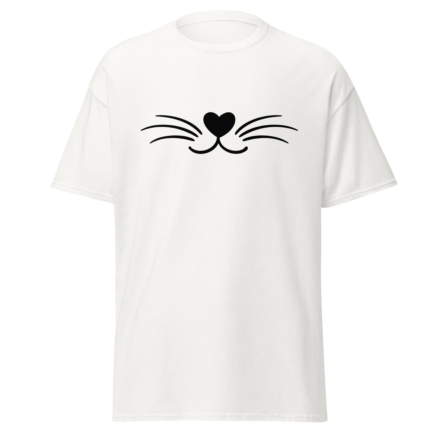 Unisex classic tee with cat whisker design, 100% cotton, trendy statement piece, perfect for casual streetwear and eco-friendly fashion lovers.