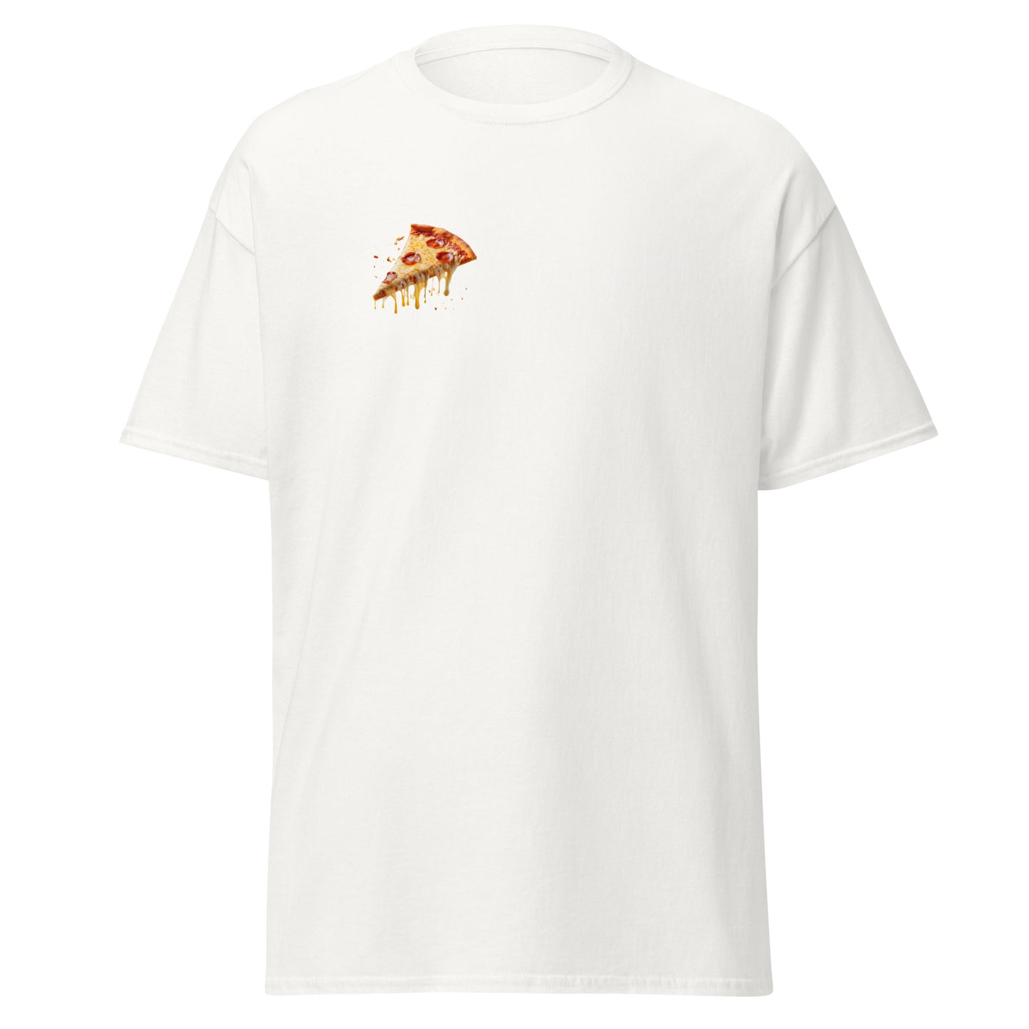 Unisex classic tee with pizza slice design, trendy streetwear fashion, eco-friendly and sustainable, unique graphic t-shirt for casual wear