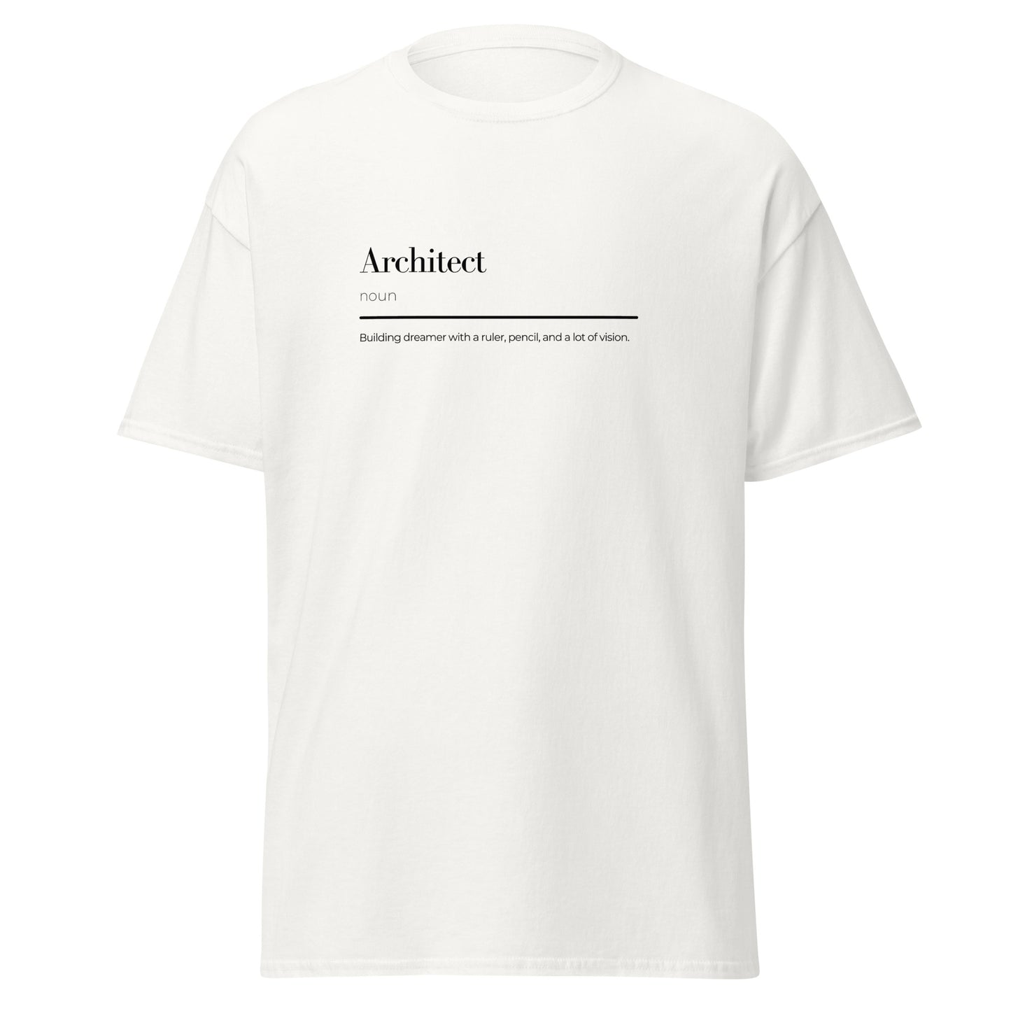 Unisex Architect wordplay tee with minimalist design, perfect for streetwear. Sustainable fashion, 100% cotton, trendy graphic T-shirt.