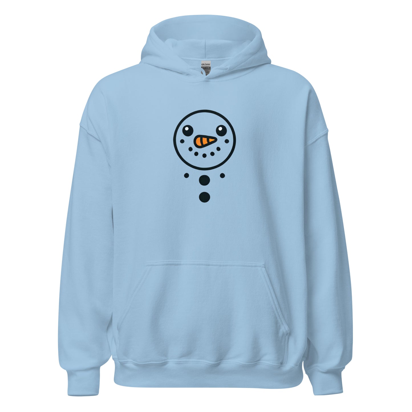 Frosty Smiles unisex hoodie with snowman design, trendy streetwear, cozy and stylish for cooler evenings, eco-friendly casual wear.