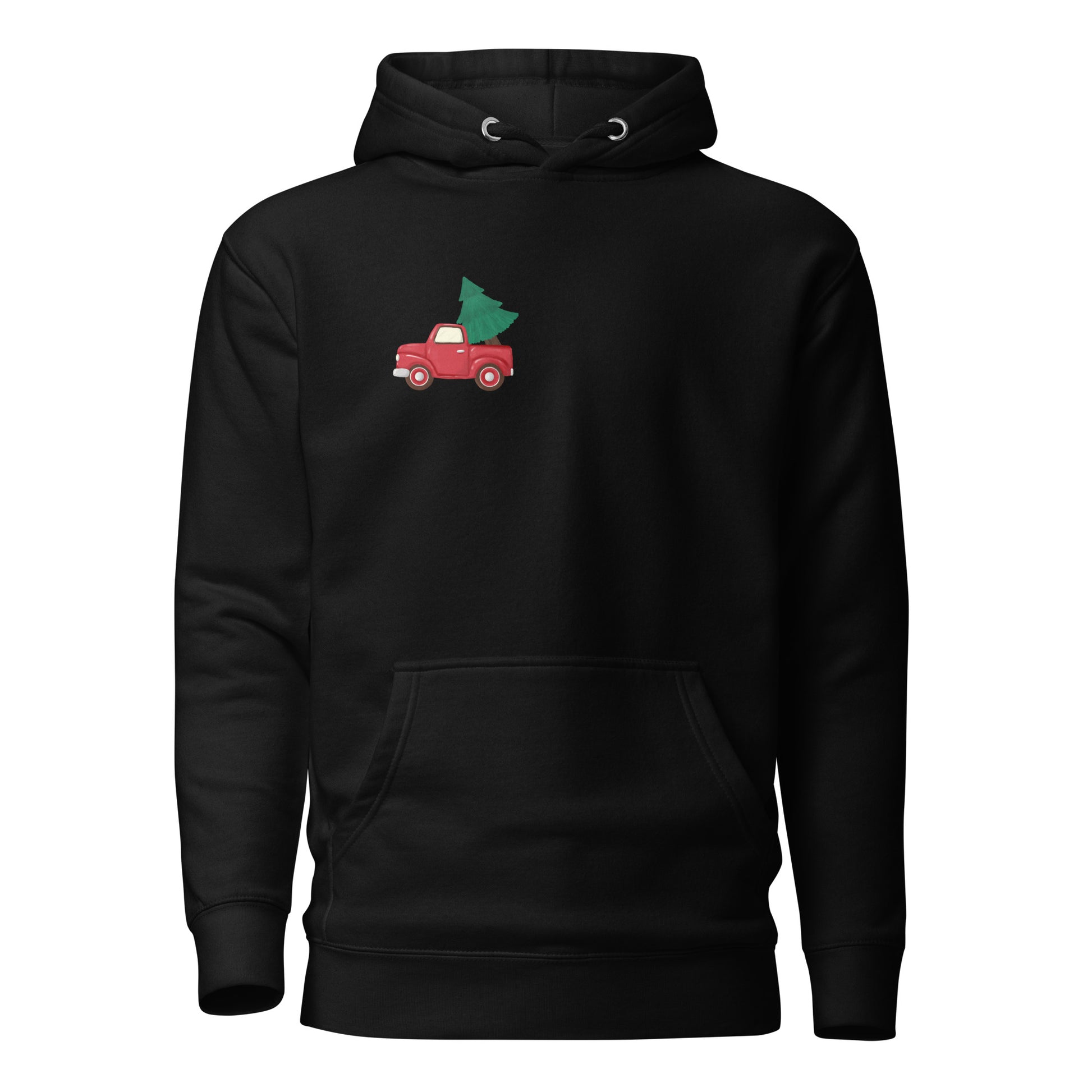 Christmas Tree Transport Unisex Hoodie - LUDE fashion, streetwear, unique designs, custom apparel, gift ideas, trendy, eco-friendly, statement pieces, graphic tees, sustainable fashion, minimalist, pop culture, creative prints, bold designs, limited edition, casual wear, artistic, lifestyle