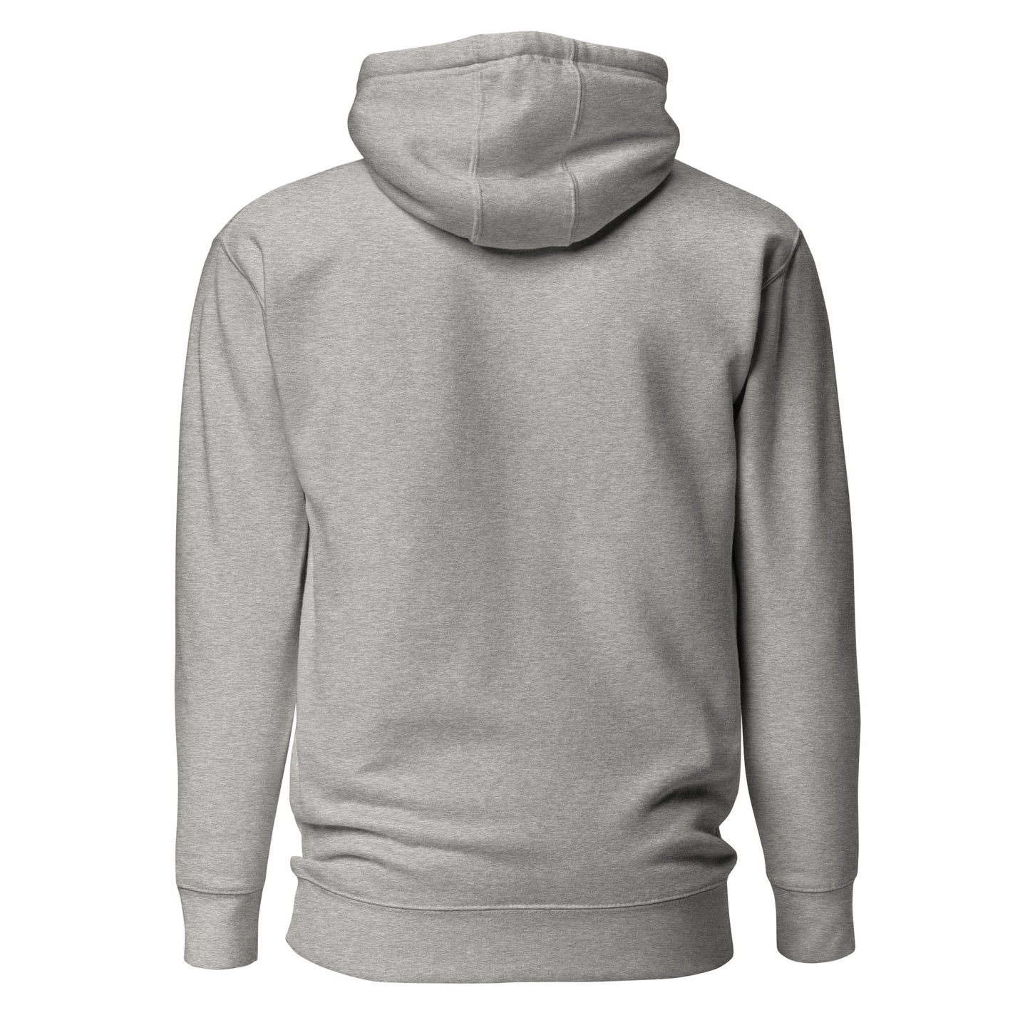 Gray unisex hoodie with hood and pouch pocket, showcasing minimalist and eco-friendly fashion design for casual wear.