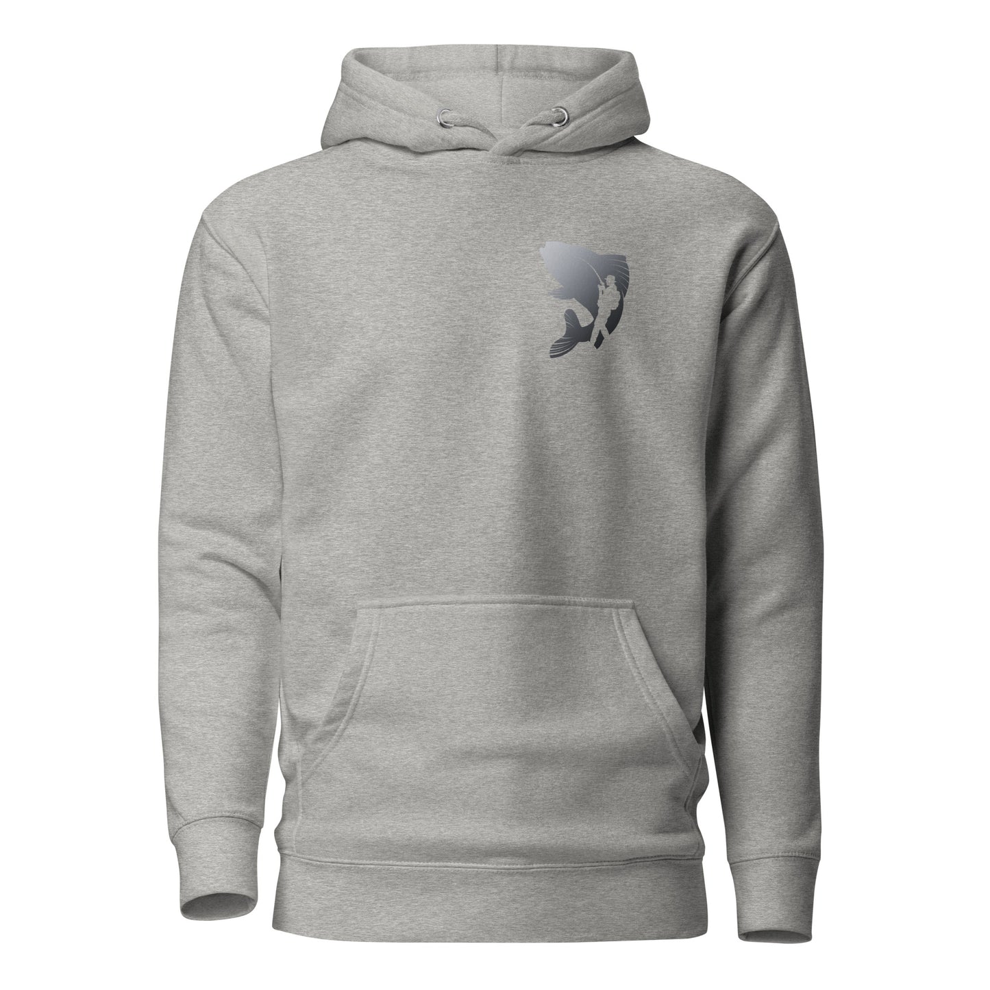 Unisex gray hoodie with graphic print, soft cotton blend, front pouch pocket, eco-friendly, trendy streetwear fashion.