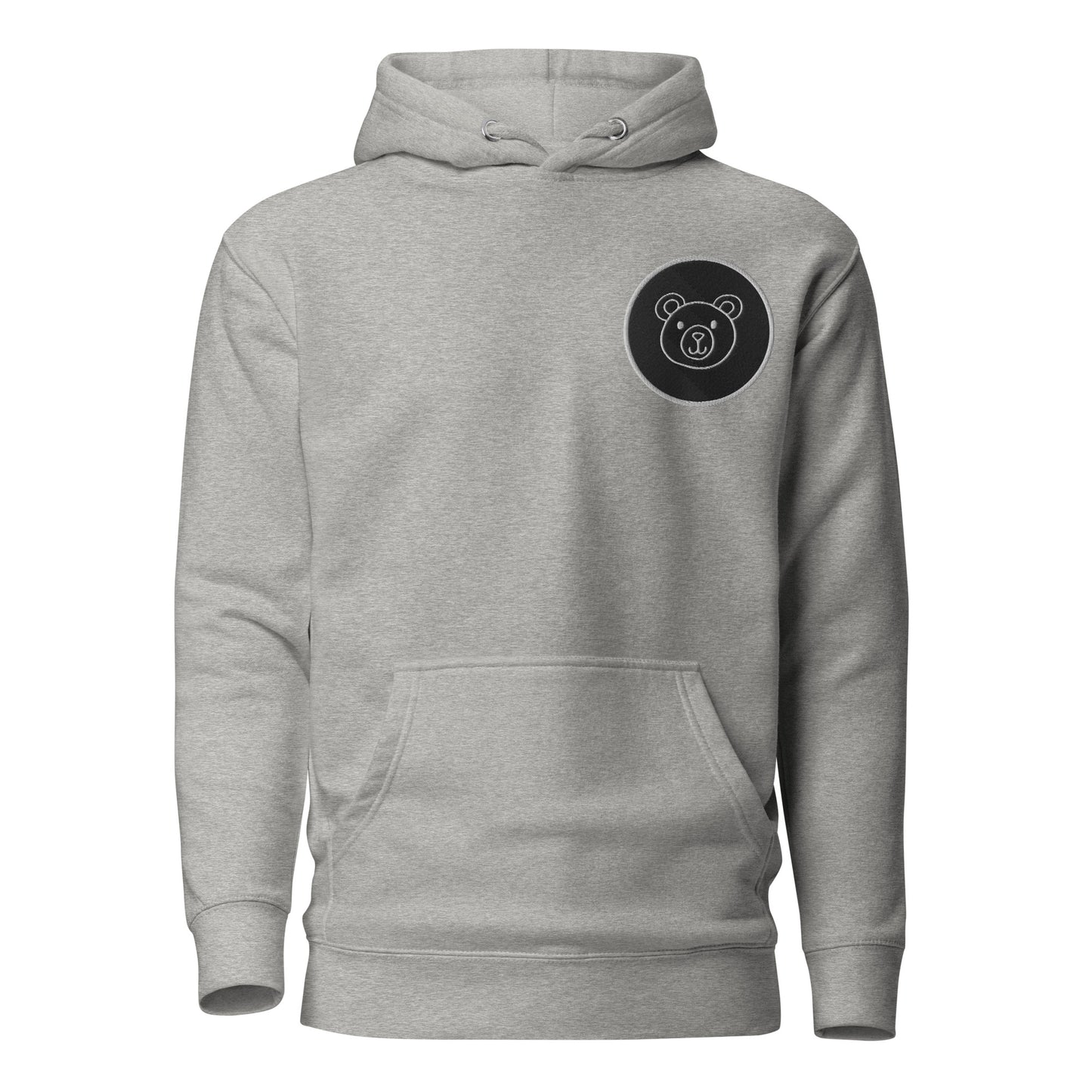 Unisex hoodie with minimalist bear design, eco-friendly and cozy streetwear, ideal for casual wear and unique fashion statements.