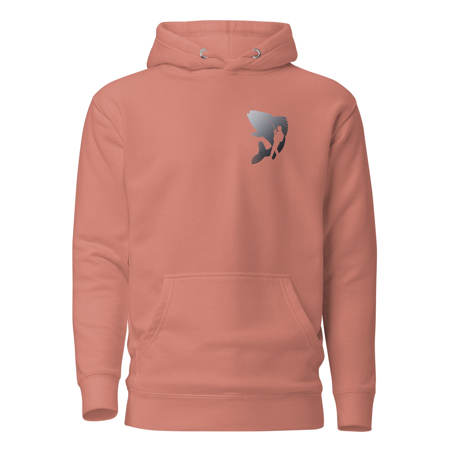 Unisex hoodie in coral with a minimalist graphic design, perfect for streetwear and sustainable fashion enthusiasts.