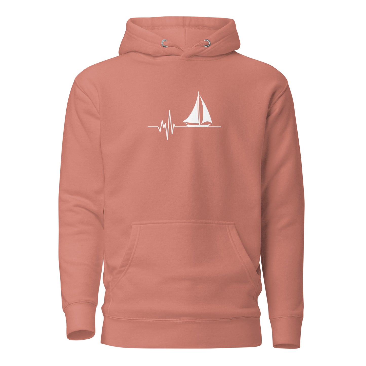 Unisex hoodie with sailing heart design, perfect for streetwear enthusiasts seeking unique and sustainable fashion statements.