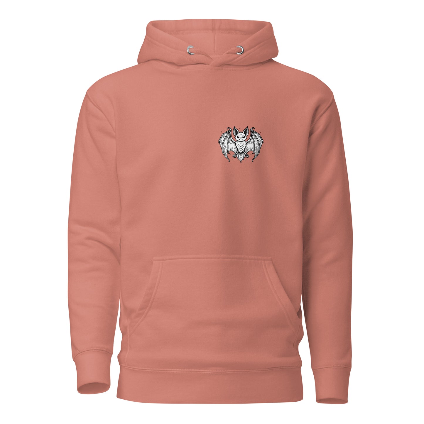 Midnight bat vibes Unisex Hoodie - LUDE fashion, streetwear, unique designs, custom apparel, gift ideas, trendy, eco-friendly, statement pieces, graphic tees, sustainable fashion, minimalist, pop culture, creative prints, bold designs, limited edition, casual wear, artistic, lifestyle