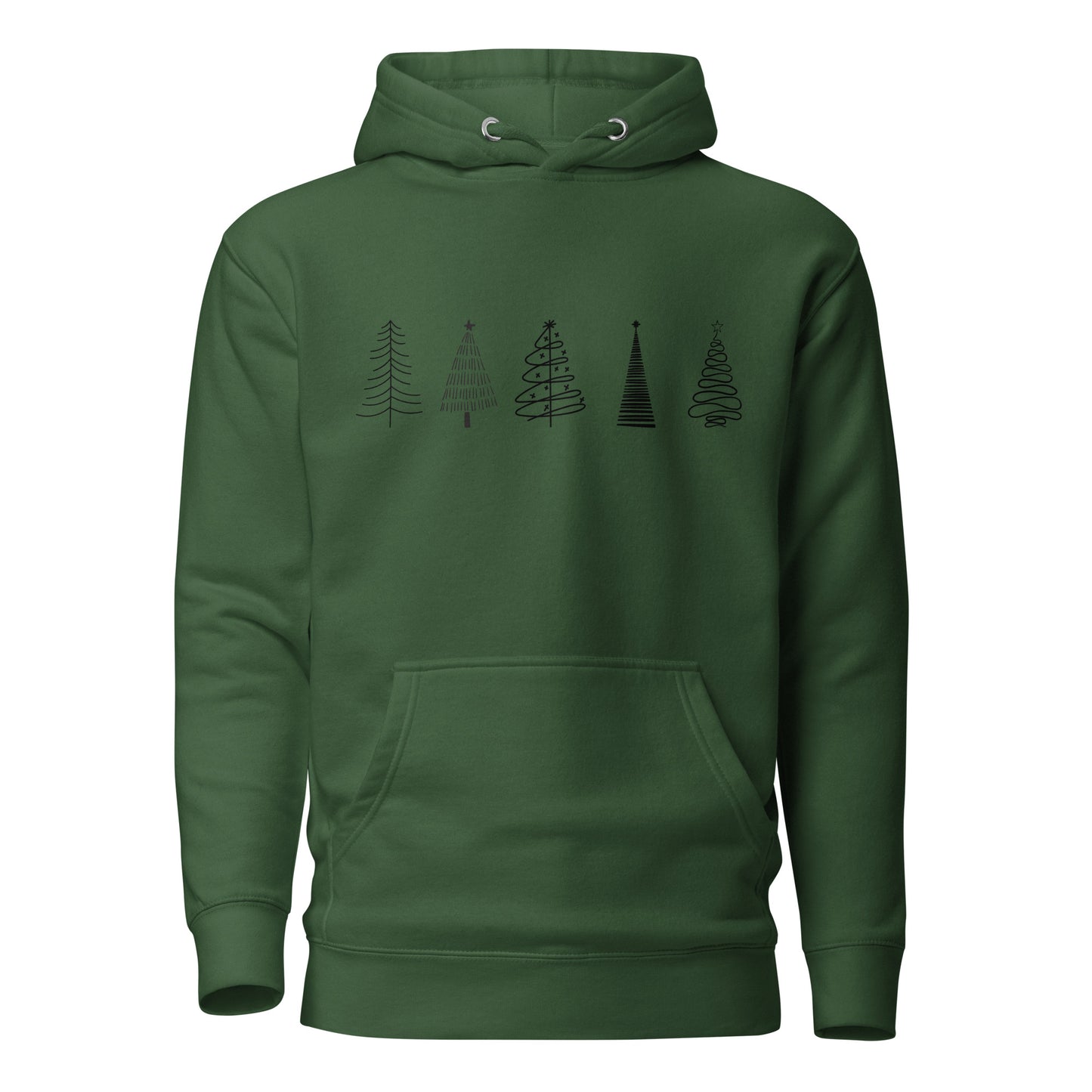 Christmas trees black bundle Unisex Hoodie - LUDE fashion, streetwear, unique designs, custom apparel, gift ideas, trendy, eco-friendly, statement pieces, graphic tees, sustainable fashion, minimalist, pop culture, creative prints, bold designs, limited edition, casual wear, artistic, lifestyle