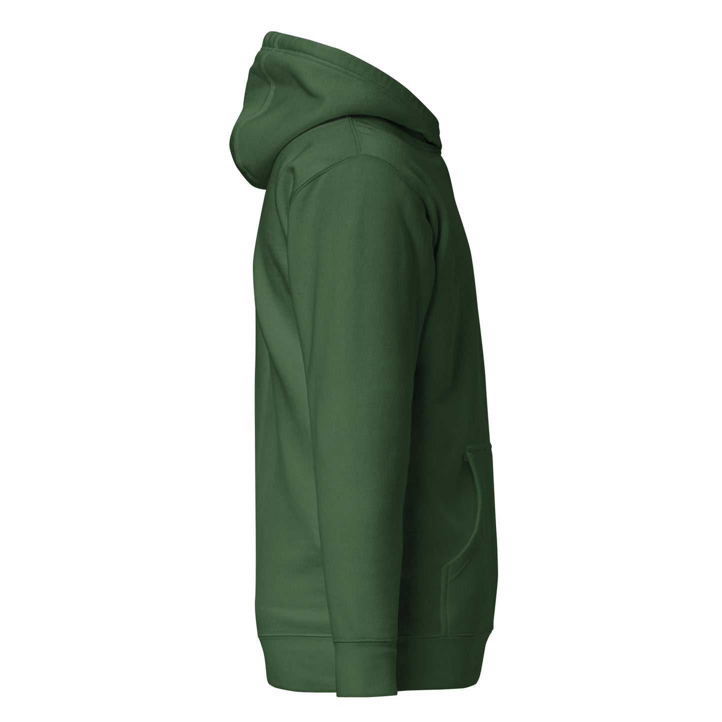 Green unisex hoodie side view - fashion, streetwear, sustainable apparel, minimalist design, casual wear, eco-friendly fashion