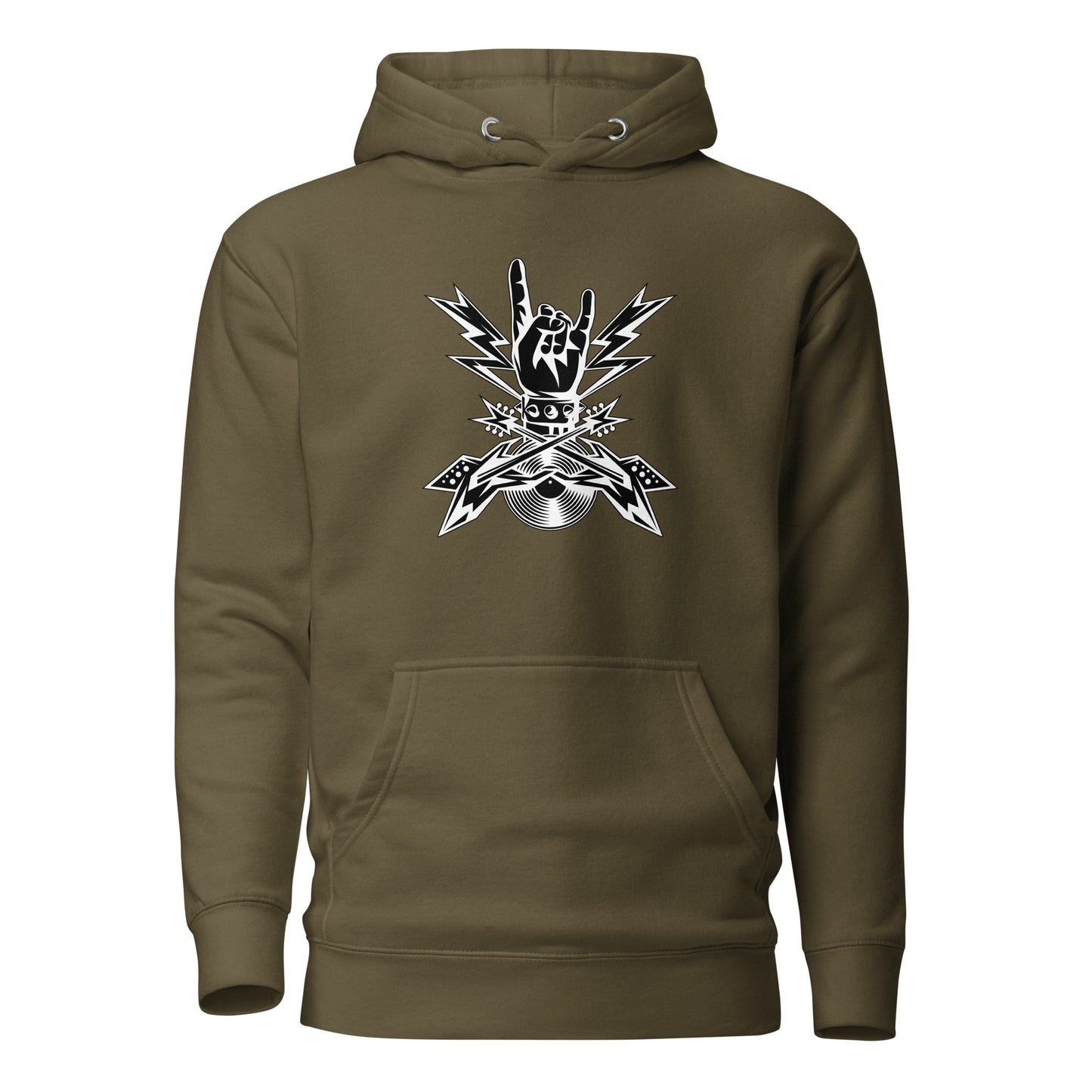 Rock Power Unleashed Unisex Hoodie - LUDE fashion, streetwear, unique designs, custom apparel, gift ideas, trendy, eco-friendly, statement pieces, graphic tees, sustainable fashion, minimalist, pop culture, creative prints, bold designs, limited edition, casual wear, artistic, lifestyle