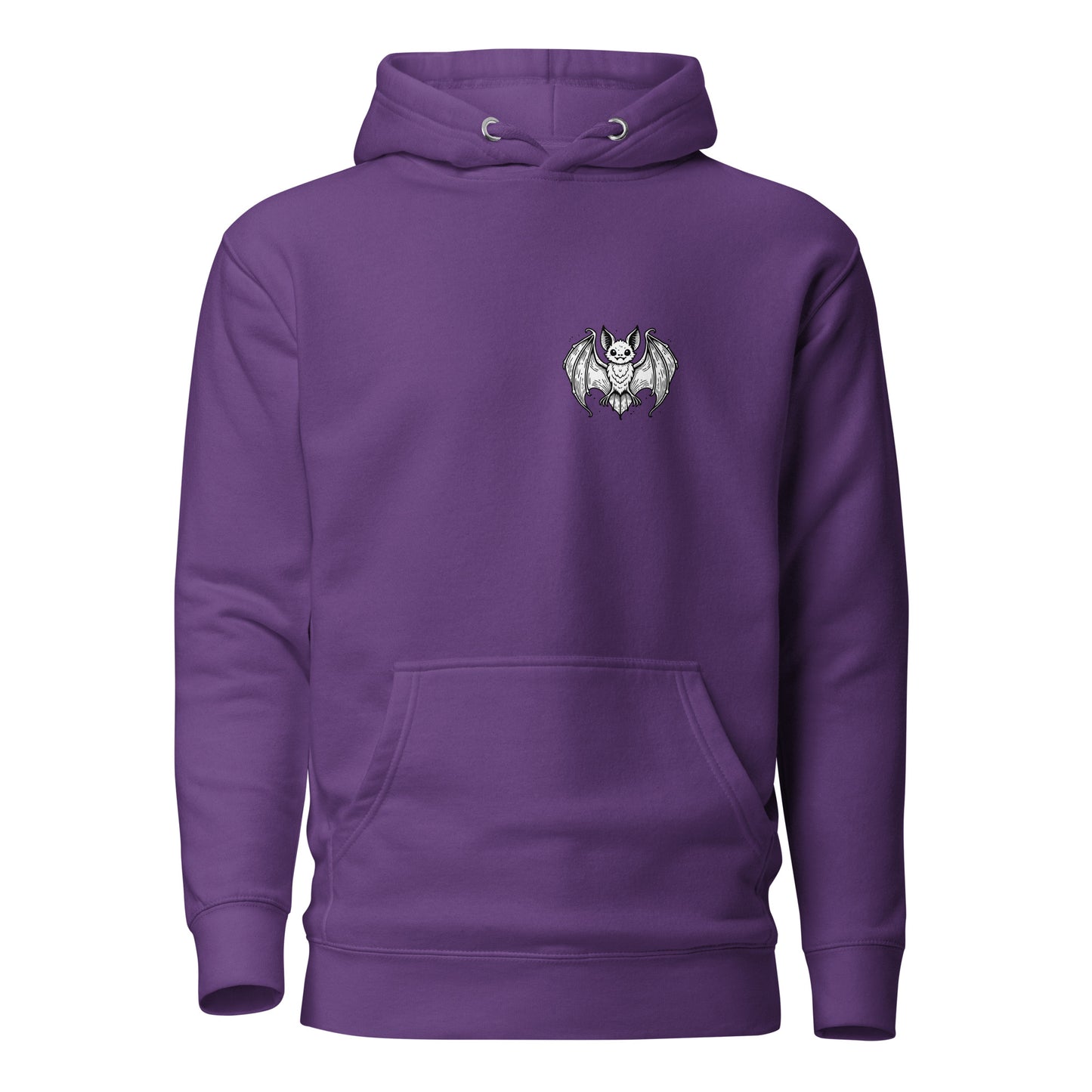 Midnight bat vibes Unisex Hoodie - LUDE fashion, streetwear, unique designs, custom apparel, gift ideas, trendy, eco-friendly, statement pieces, graphic tees, sustainable fashion, minimalist, pop culture, creative prints, bold designs, limited edition, casual wear, artistic, lifestyle