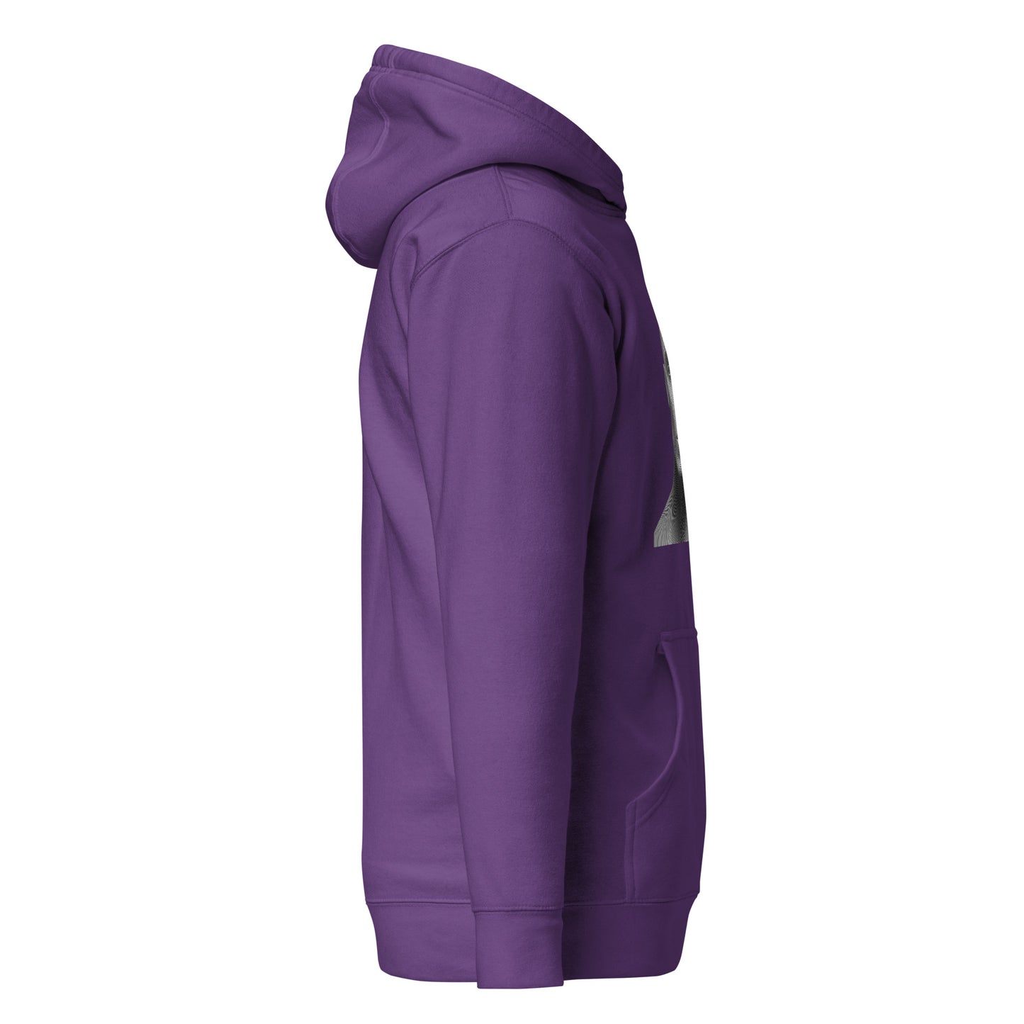 Purple unisex hoodie, sustainable fashion, creative design, streetwear, eco-friendly apparel, pouch pocket, casual wear, bold style.