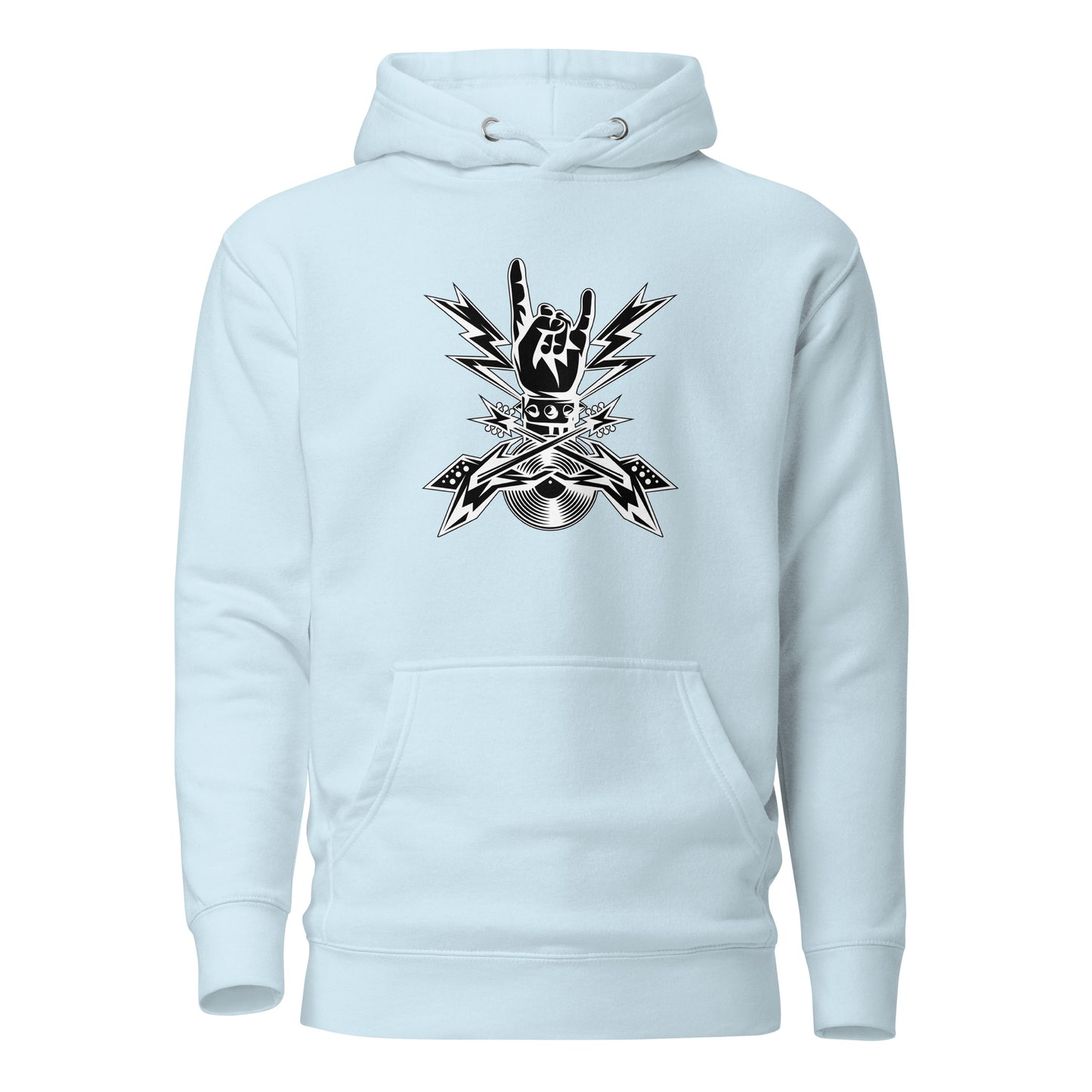 Rock Power Unleashed Unisex Hoodie - LUDE fashion, streetwear, unique designs, custom apparel, gift ideas, trendy, eco-friendly, statement pieces, graphic tees, sustainable fashion, minimalist, pop culture, creative prints, bold designs, limited edition, casual wear, artistic, lifestyle