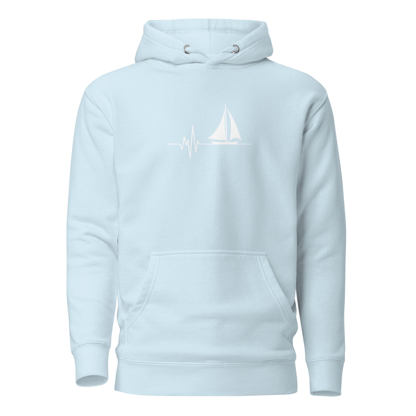 Unisex hoodie with sailboat graphic, eco-friendly streetwear, minimalist design, casual fashion, soft cotton blend, trendy gift idea.