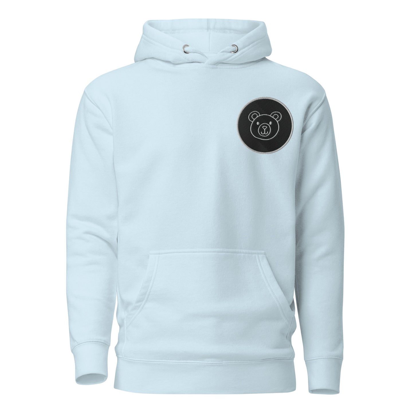 Stylish unisex hoodie with bear design, front pouch, eco-friendly fashion, perfect for chilly evenings and minimalist streetwear lovers.