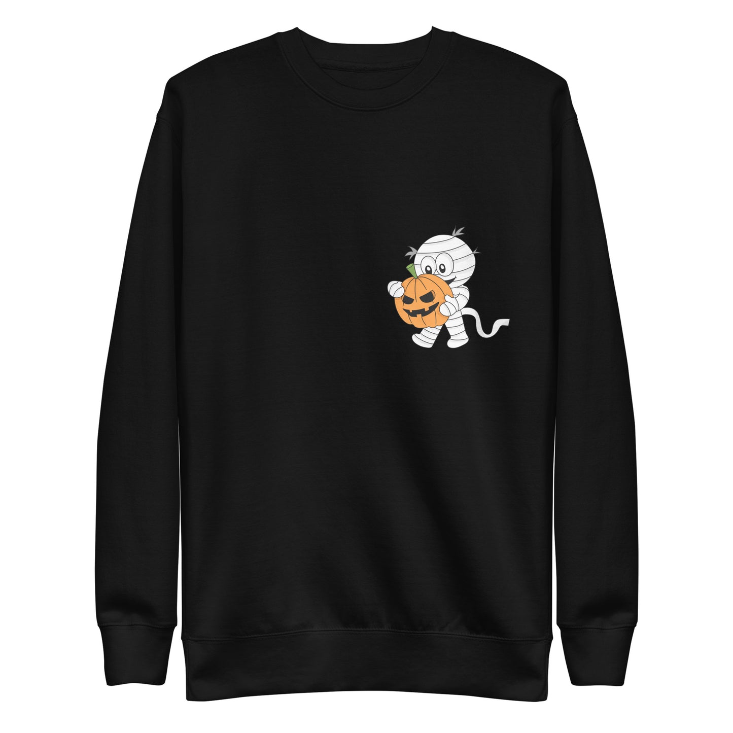 Little Skeleton Pumpkin Premium Sweatshirt - LUDE fashion, streetwear, unique designs, custom apparel, gift ideas, trendy, eco-friendly, statement pieces, graphic tees, sustainable fashion, minimalist, pop culture, creative prints, bold designs, limited edition, casual wear, artistic, lifestyle