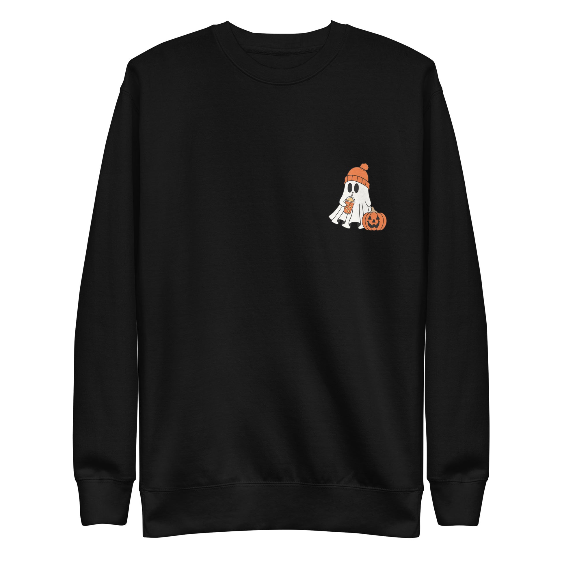 Chill Ghost Vibes Premium Sweatshirt - LUDE fashion, streetwear, unique designs, custom apparel, gift ideas, trendy, eco-friendly, statement pieces, graphic tees, sustainable fashion, minimalist, pop culture, creative prints, bold designs, limited edition, casual wear, artistic, lifestyle