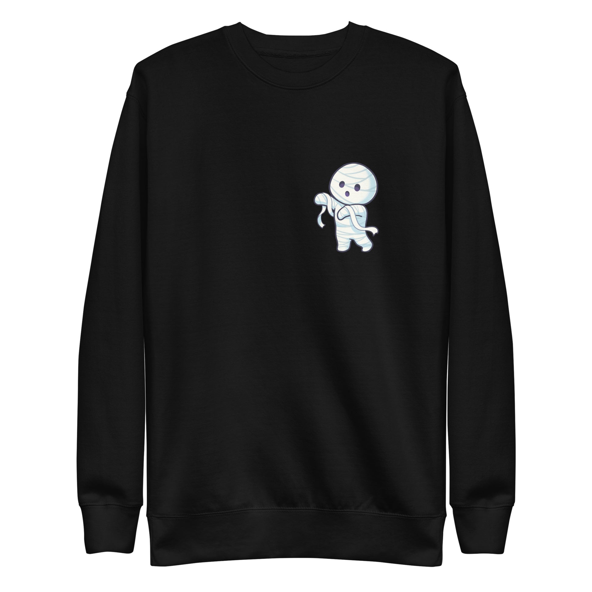 Cuddly Mummy Wrap Premium Sweatshirt - LUDE fashion, streetwear, unique designs, custom apparel, gift ideas, trendy, eco-friendly, statement pieces, graphic tees, sustainable fashion, minimalist, pop culture, creative prints, bold designs, limited edition, casual wear, artistic, lifestyle