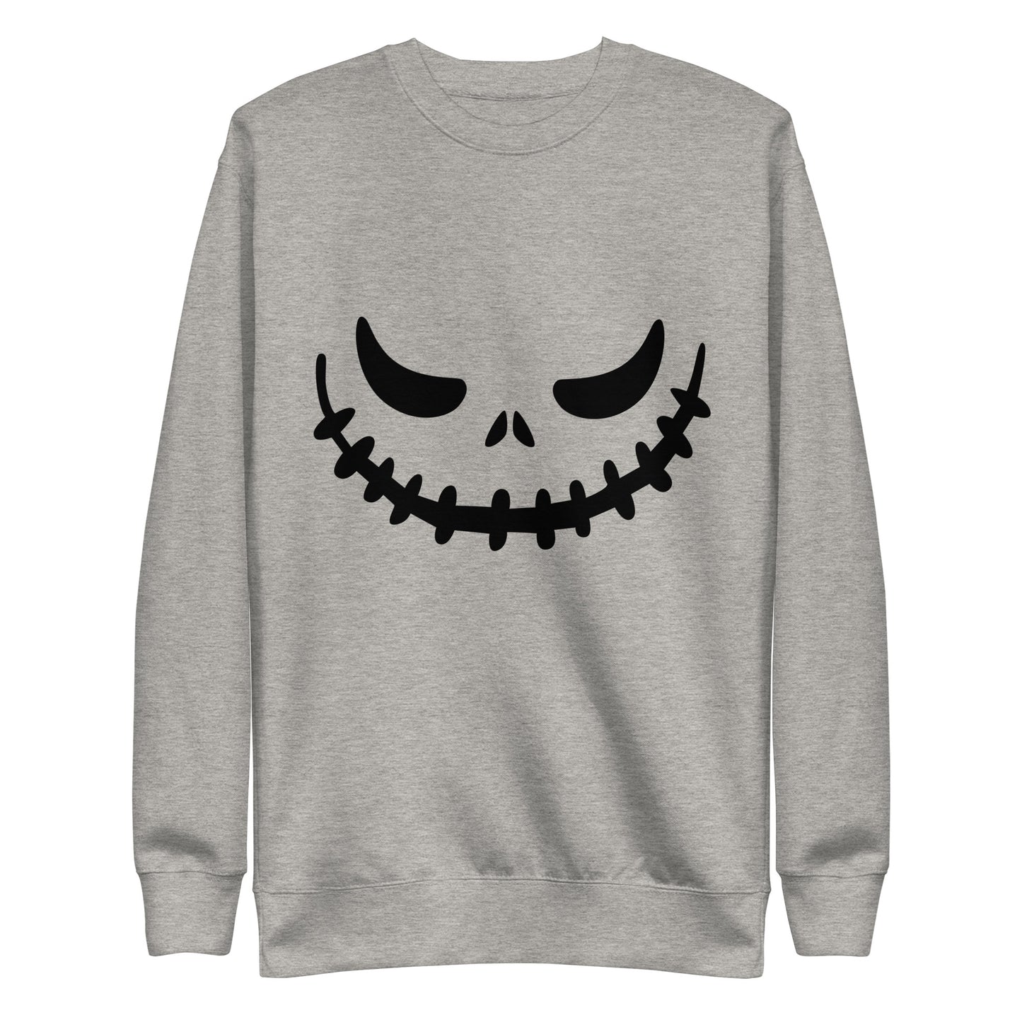 Halloween Smile Premium Sweatshirt - LUDE fashion, streetwear, unique designs, custom apparel, gift ideas, trendy, eco-friendly, statement pieces, graphic tees, sustainable fashion, minimalist, pop culture, creative prints, bold designs, limited edition, casual wear, artistic, lifestyle