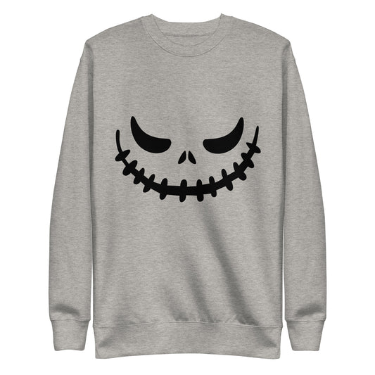 Halloween Smile Premium Sweatshirt - LUDE fashion, streetwear, unique designs, custom apparel, gift ideas, trendy, eco-friendly, statement pieces, graphic tees, sustainable fashion, minimalist, pop culture, creative prints, bold designs, limited edition, casual wear, artistic, lifestyle