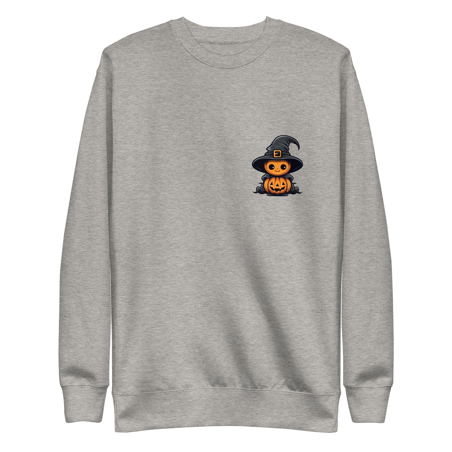 Pumpkin Witch Vibes Premium Sweatshirt - LUDE fashion, streetwear, unique designs, custom apparel, gift ideas, trendy, eco-friendly, statement pieces, graphic tees, sustainable fashion, minimalist, pop culture, creative prints, bold designs, limited edition, casual wear, artistic, lifestyle