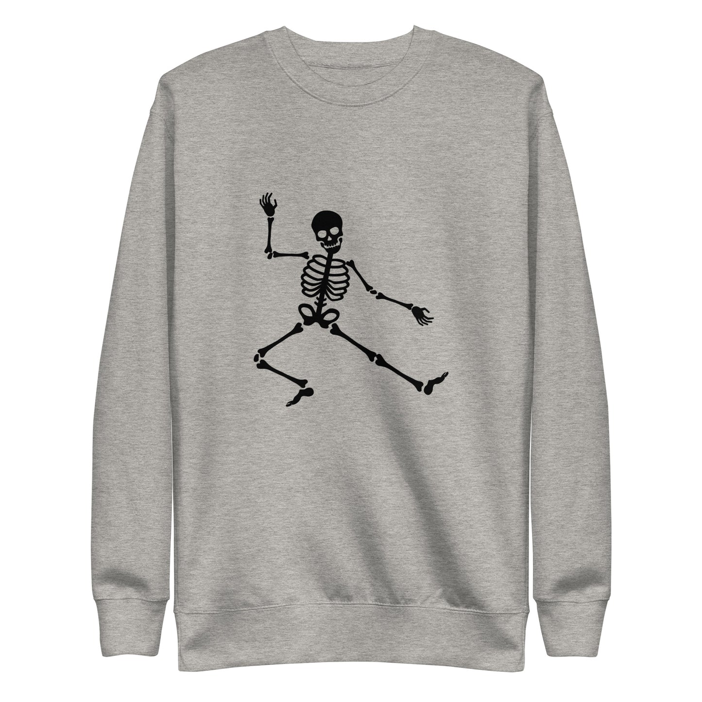 Groovy Skeleton Dance Premium Sweatshirt - LUDE fashion, streetwear, unique designs, custom apparel, gift ideas, trendy, eco-friendly, statement pieces, graphic tees, sustainable fashion, minimalist, pop culture, creative prints, bold designs, limited edition, casual wear, artistic, lifestyle