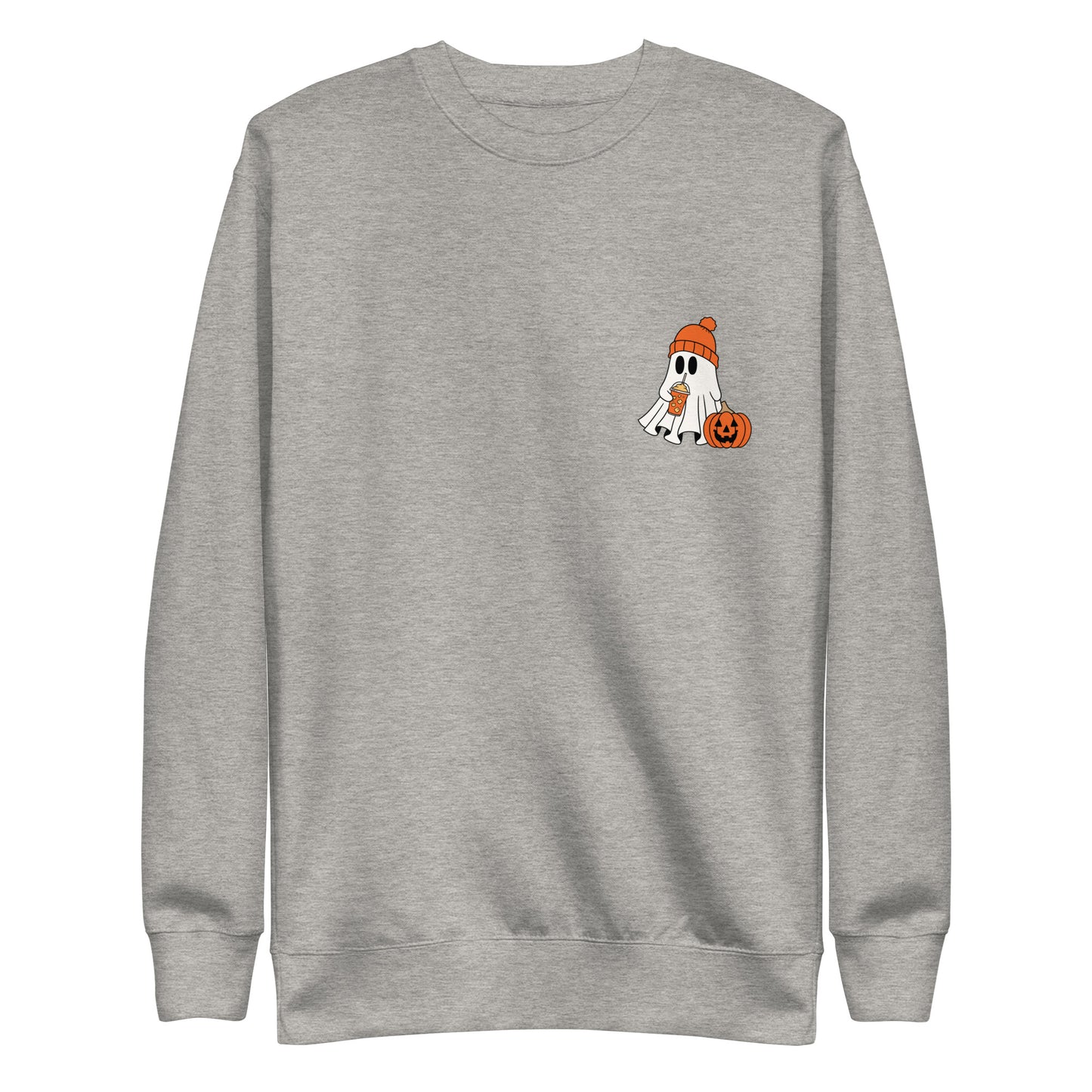 Chill Ghost Vibes Premium Sweatshirt - LUDE fashion, streetwear, unique designs, custom apparel, gift ideas, trendy, eco-friendly, statement pieces, graphic tees, sustainable fashion, minimalist, pop culture, creative prints, bold designs, limited edition, casual wear, artistic, lifestyle