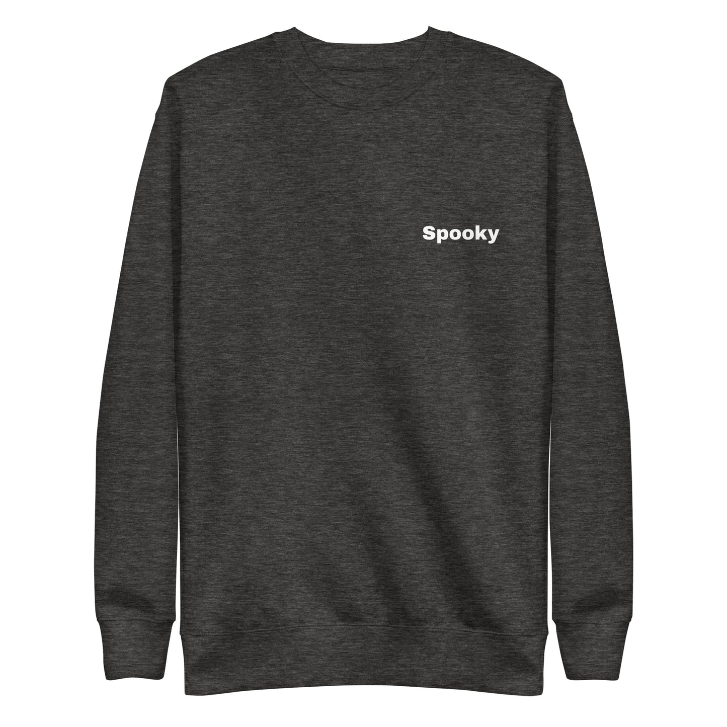 Spooky Ghost Premium Sweatshirt - LUDE fashion, streetwear, unique designs, custom apparel, gift ideas, trendy, eco-friendly, statement pieces, graphic tees, sustainable fashion, minimalist, pop culture, creative prints, bold designs, limited edition, casual wear, artistic, lifestyle