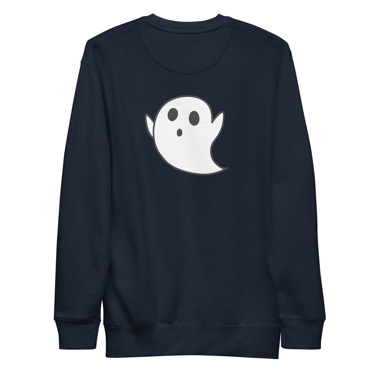 Spooky Ghost Premium Sweatshirt - LUDE fashion, streetwear, unique designs, custom apparel, gift ideas, trendy, eco-friendly, statement pieces, graphic tees, sustainable fashion, minimalist, pop culture, creative prints, bold designs, limited edition, casual wear, artistic, lifestyle