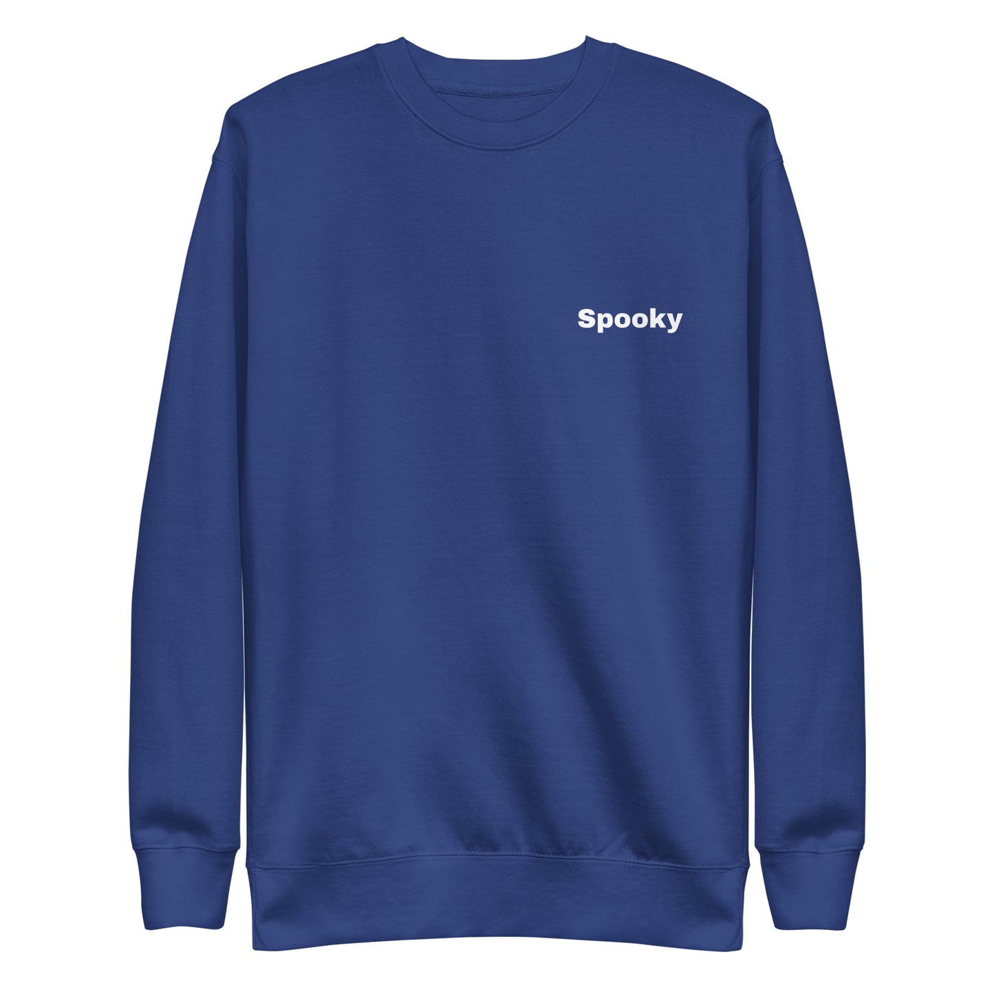 Spooky Ghost Premium Sweatshirt - LUDE fashion, streetwear, unique designs, custom apparel, gift ideas, trendy, eco-friendly, statement pieces, graphic tees, sustainable fashion, minimalist, pop culture, creative prints, bold designs, limited edition, casual wear, artistic, lifestyle