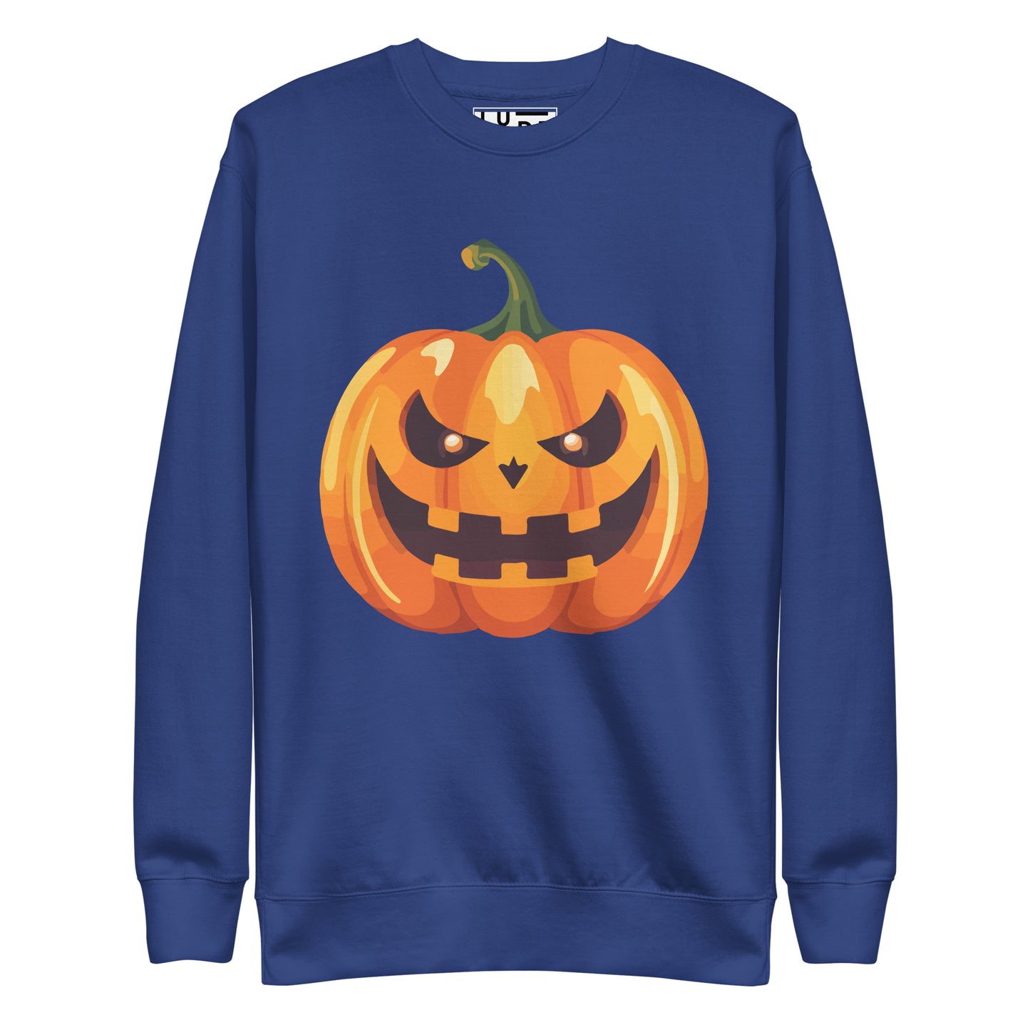 Halloween Pumpkin Premium Sweatshirt - LUDE fashion, streetwear, unique designs, custom apparel, gift ideas, trendy, eco-friendly, statement pieces, graphic tees, sustainable fashion, minimalist, pop culture, creative prints, bold designs, limited edition, casual wear, artistic, lifestyle