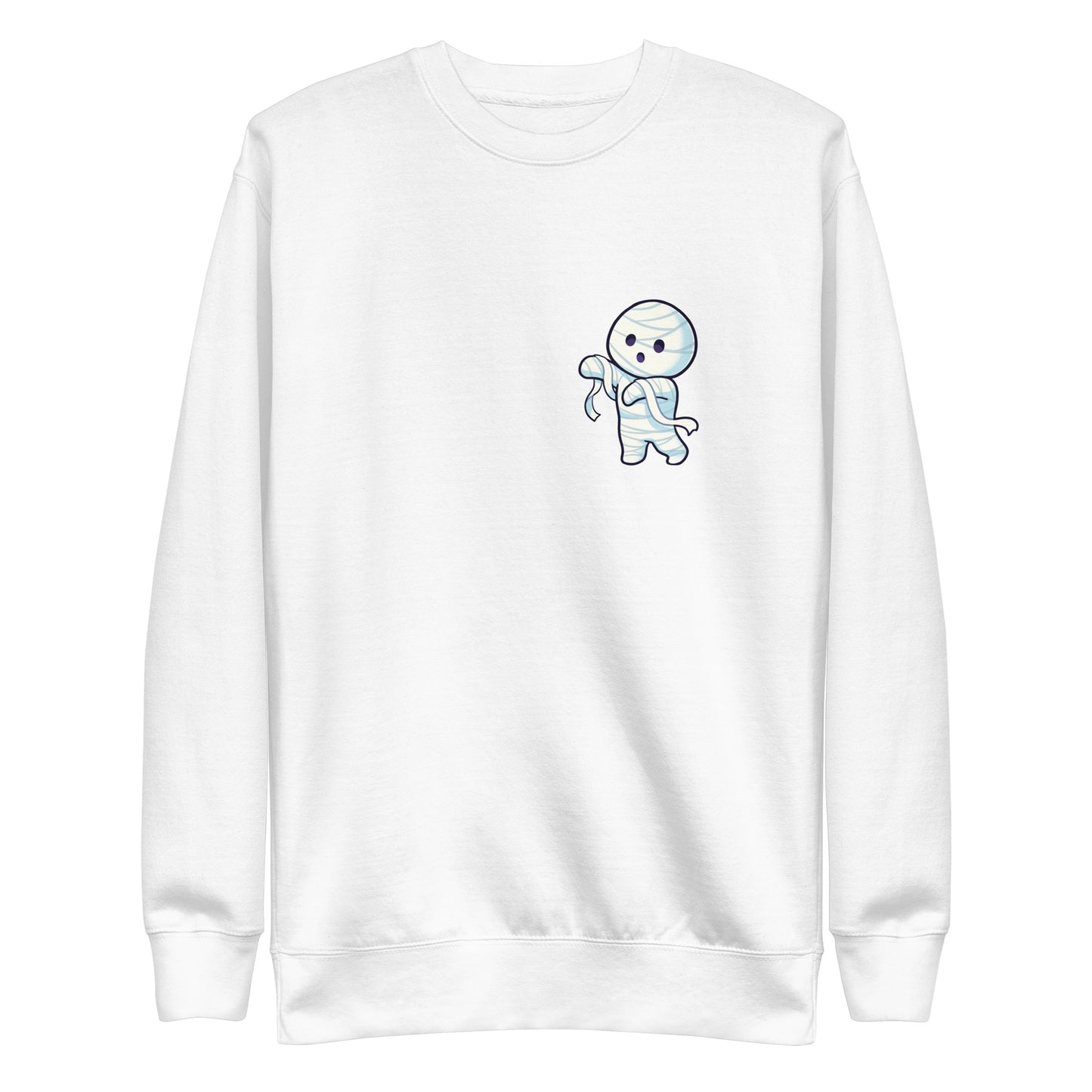 Cuddly Mummy Wrap Premium Sweatshirt - LUDE fashion, streetwear, unique designs, custom apparel, gift ideas, trendy, eco-friendly, statement pieces, graphic tees, sustainable fashion, minimalist, pop culture, creative prints, bold designs, limited edition, casual wear, artistic, lifestyle