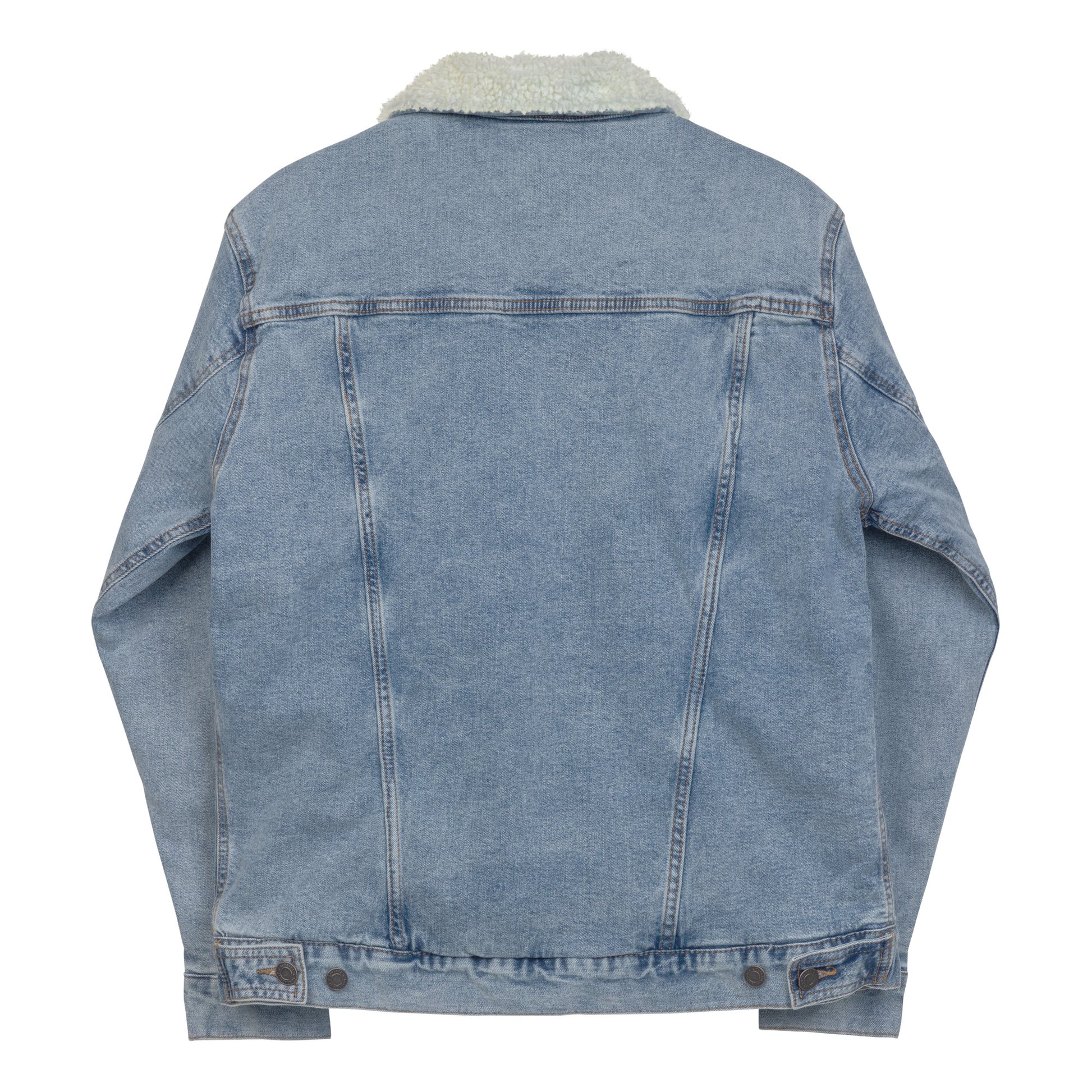 LUDE Unisex denim sherpa jacket - LUDE fashion, streetwear, unique designs, custom apparel, gift ideas, trendy, eco-friendly, statement pieces, graphic tees, sustainable fashion, minimalist, pop culture, creative prints, bold designs, limited edition, casual wear, artistic, lifestyle