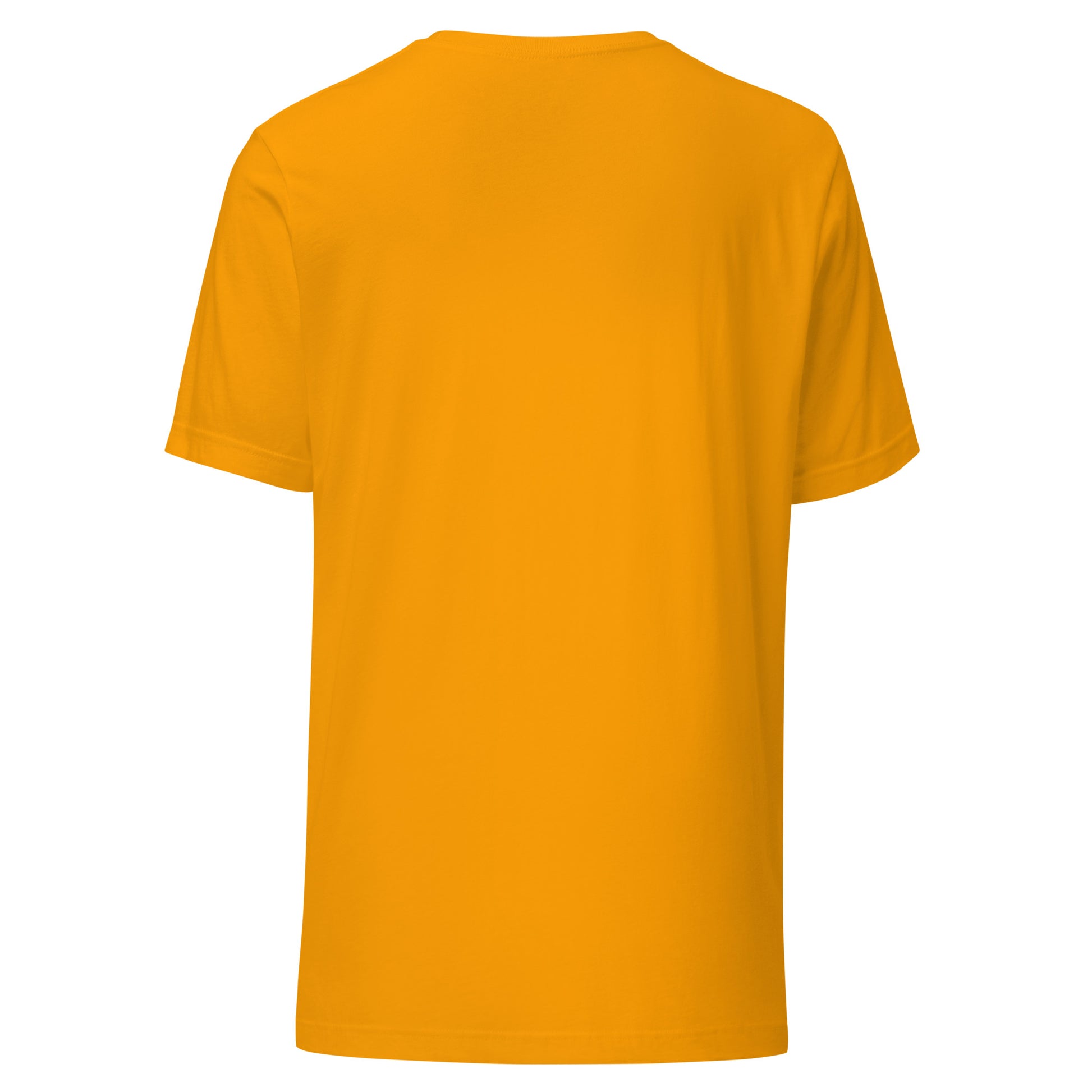 Unisex t-shirt in mustard yellow, minimalist design, eco-friendly streetwear fashion, comfortable and lightweight casual wear.