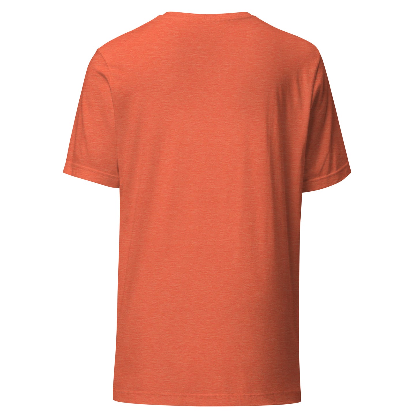 Unisex orange t-shirt back view – stylish, eco-friendly streetwear fashion, our soft graphic tee offers trendy, minimalist design.