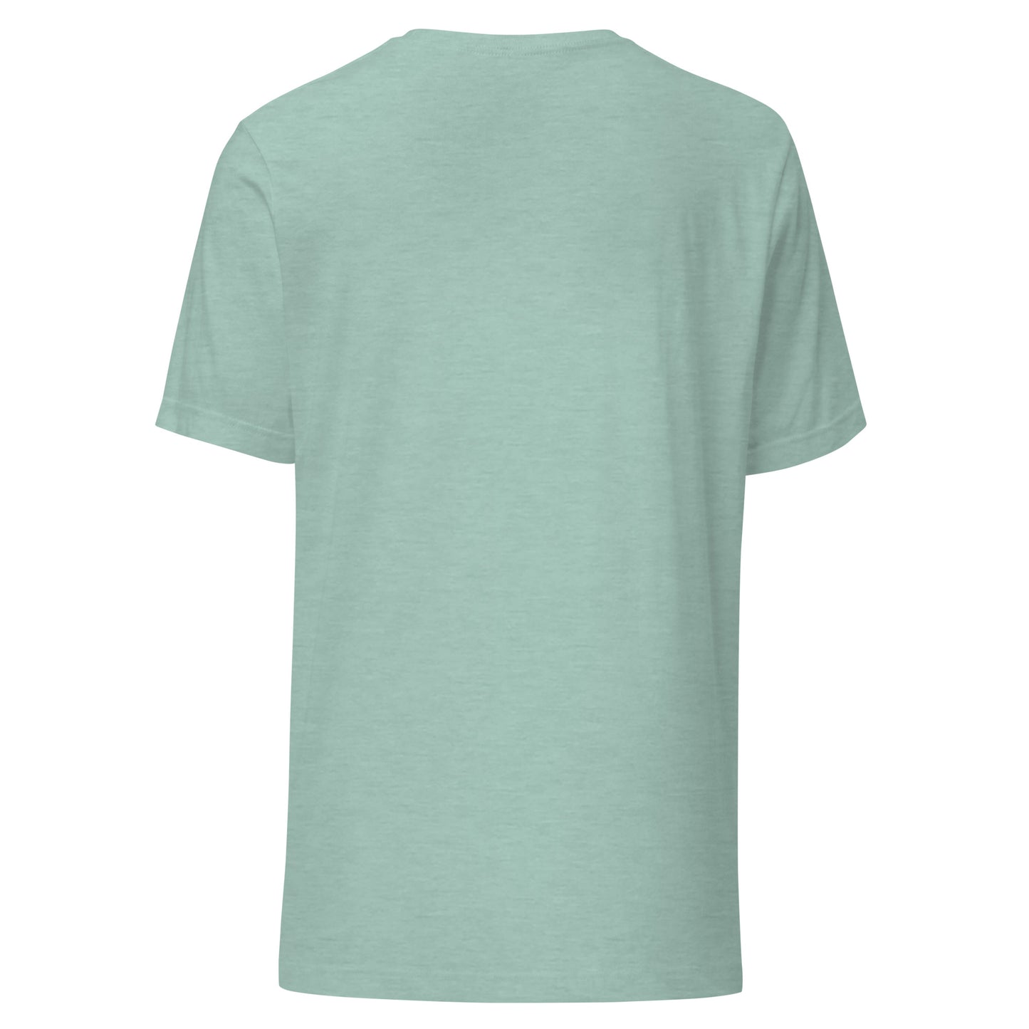 Mint green unisex t-shirt back view, eco-friendly cotton, trendy streetwear, minimalist design, perfect for casual wear and sustainable fashion.