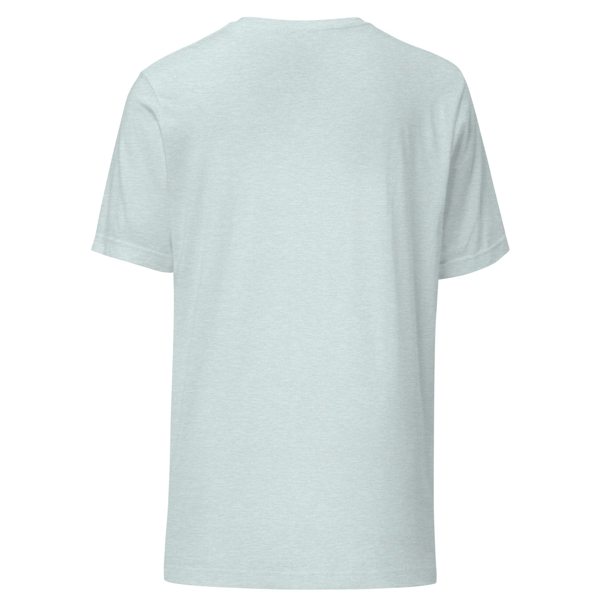 Back view of mint green unisex t-shirt, sustainable fashion, minimalist design, eco-friendly apparel, lightweight and trendy casual wear.