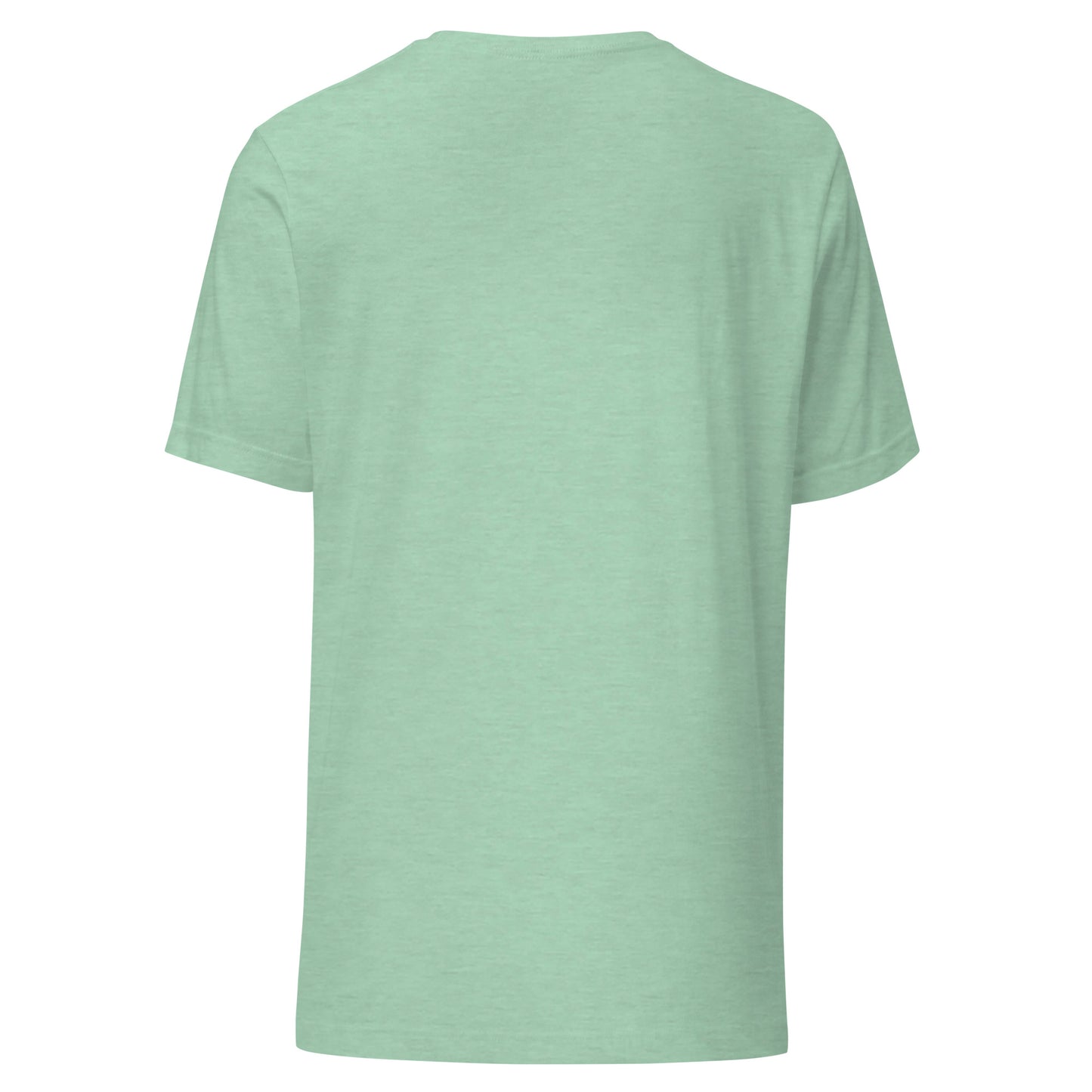 Mint green unisex t-shirt back view, soft cotton, minimalist design, eco-friendly, sustainable fashion, streetwear style, casual wear.