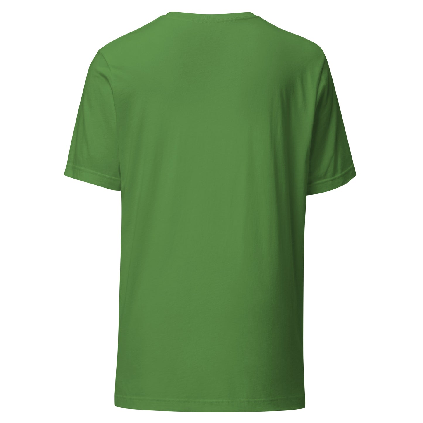 Green unisex t-shirt back view, eco-friendly design, stylish and minimalist fashion, sustainable streetwear.