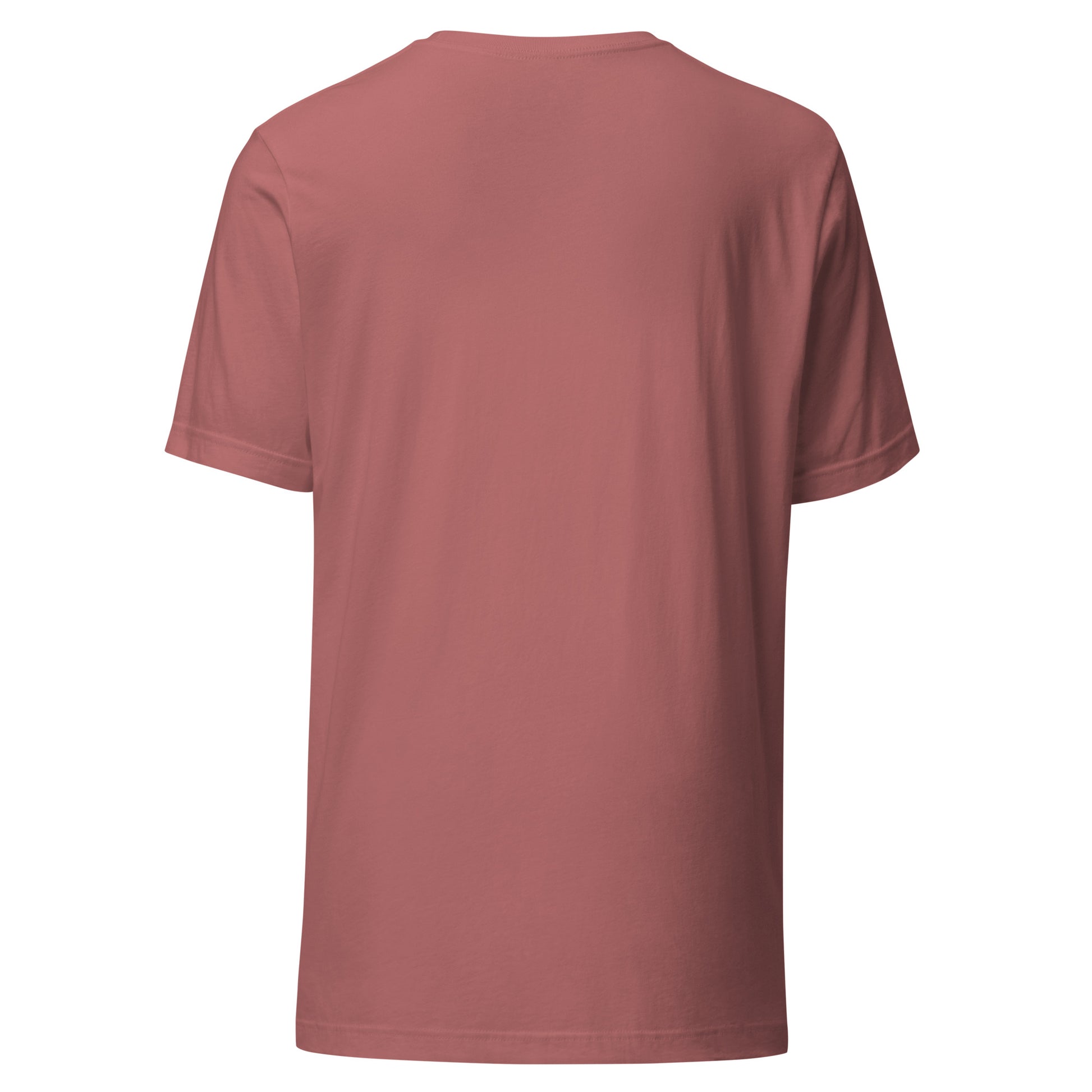 Back view of a unisex eco-friendly t-shirt in brown, featuring minimalist design, perfect for casual streetwear and sustainable fashion.