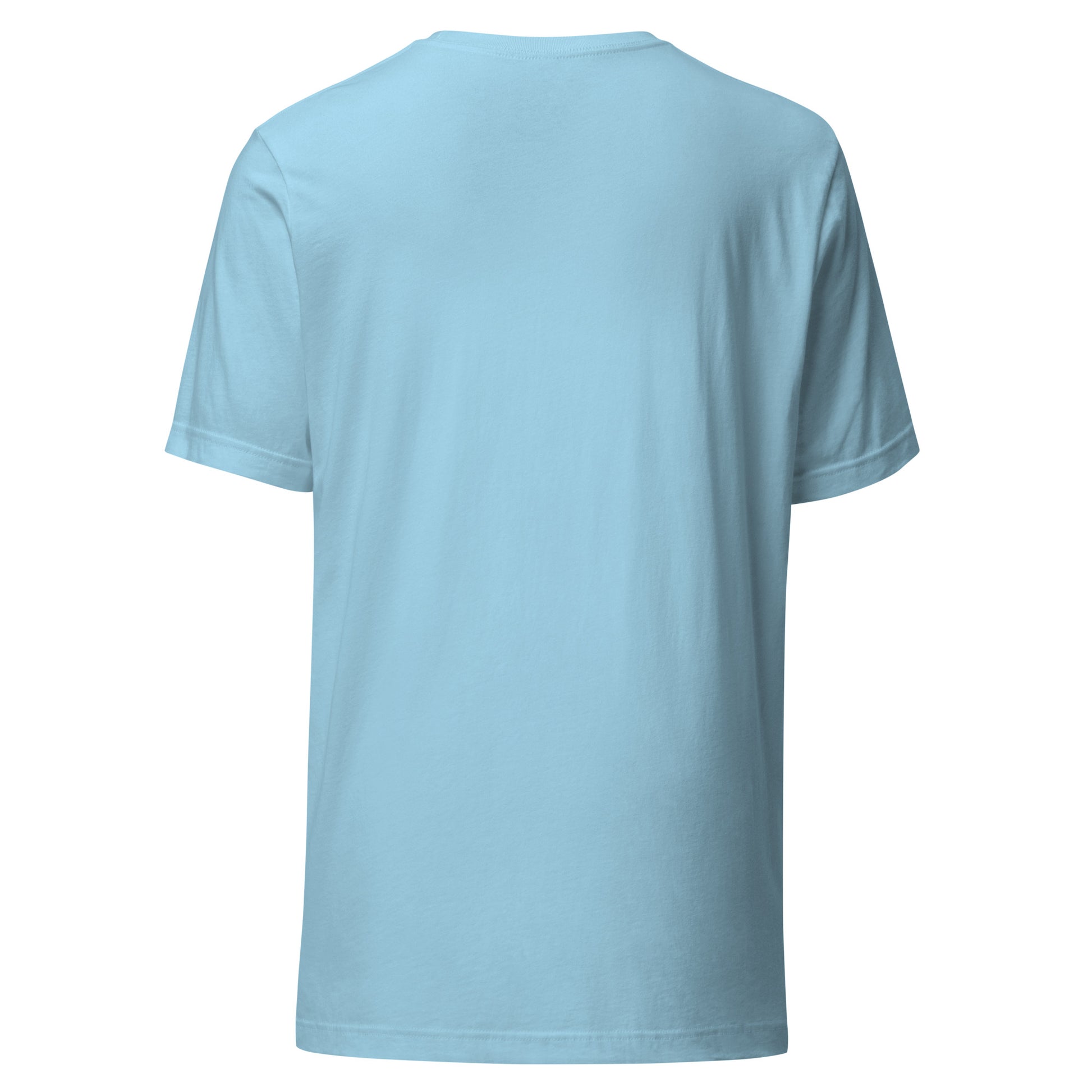 Light blue unisex t-shirt, eco-friendly cotton, minimalist design, perfect casual wear for sustainable fashion lovers.