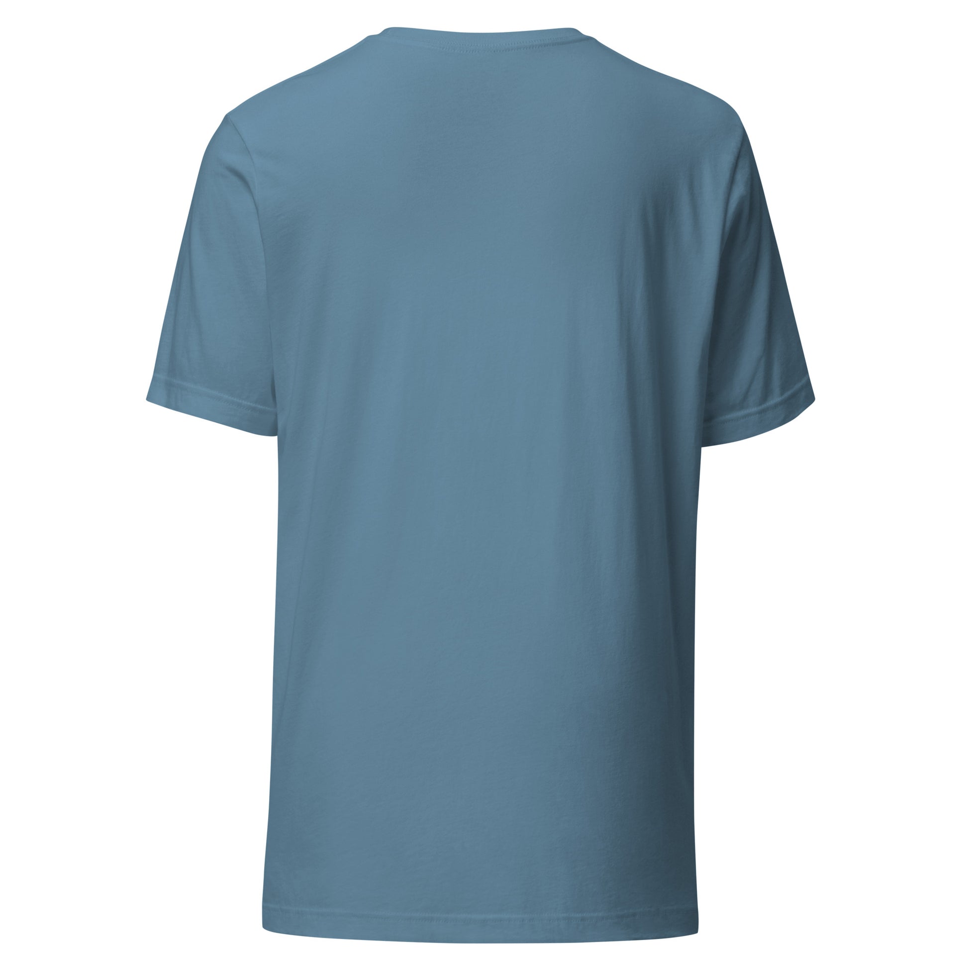 Unisex t-shirt in blue, showcasing minimalist design, perfect for streetwear; eco-friendly and trendy with soft, lightweight fabric.